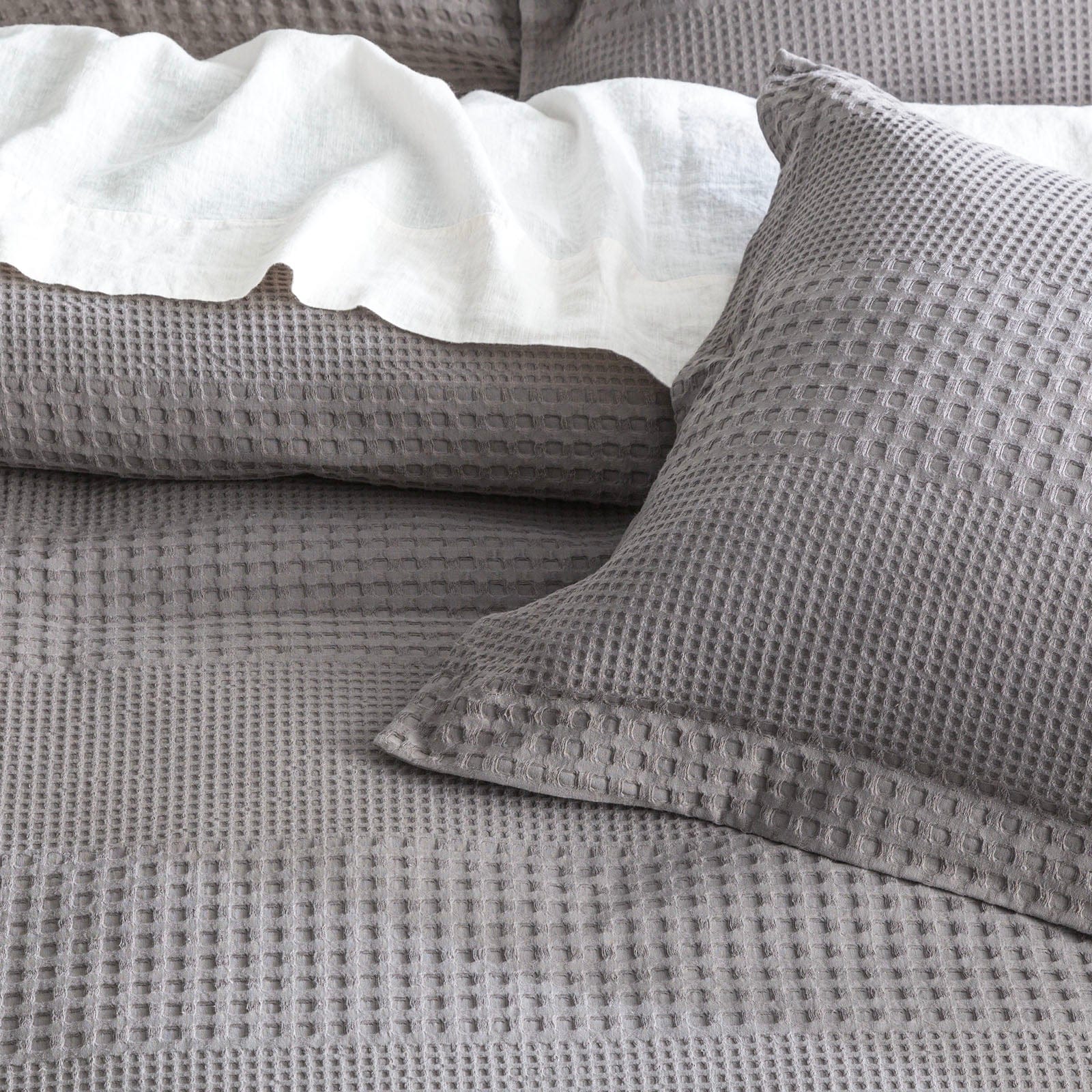 Renee Taylor Quilt Cover Elegance Waffle Cotton Jacquard Quilt Cover Set - FOSSIL