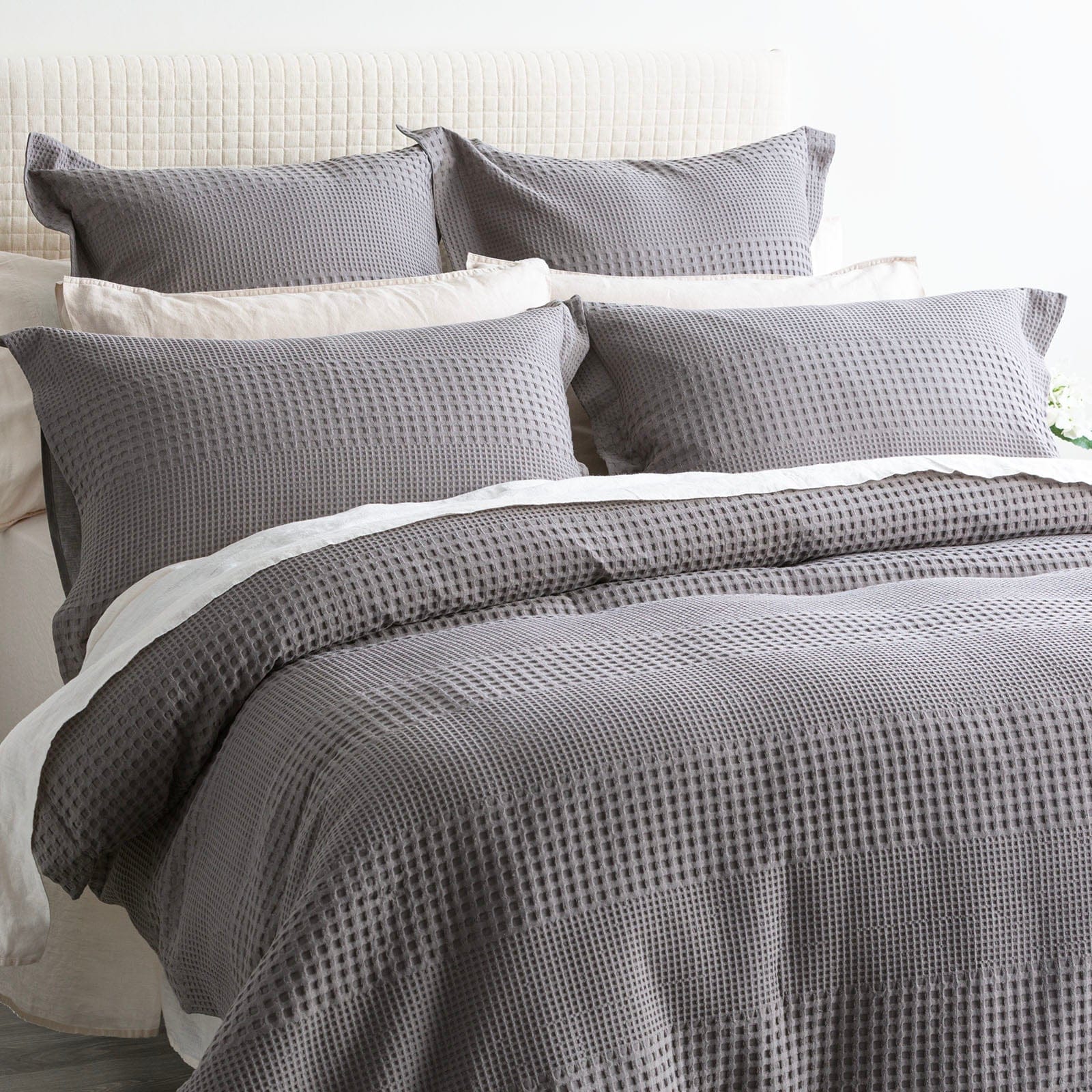 Renee Taylor Quilt Cover Elegance Waffle Cotton Jacquard Quilt Cover Set - FOSSIL