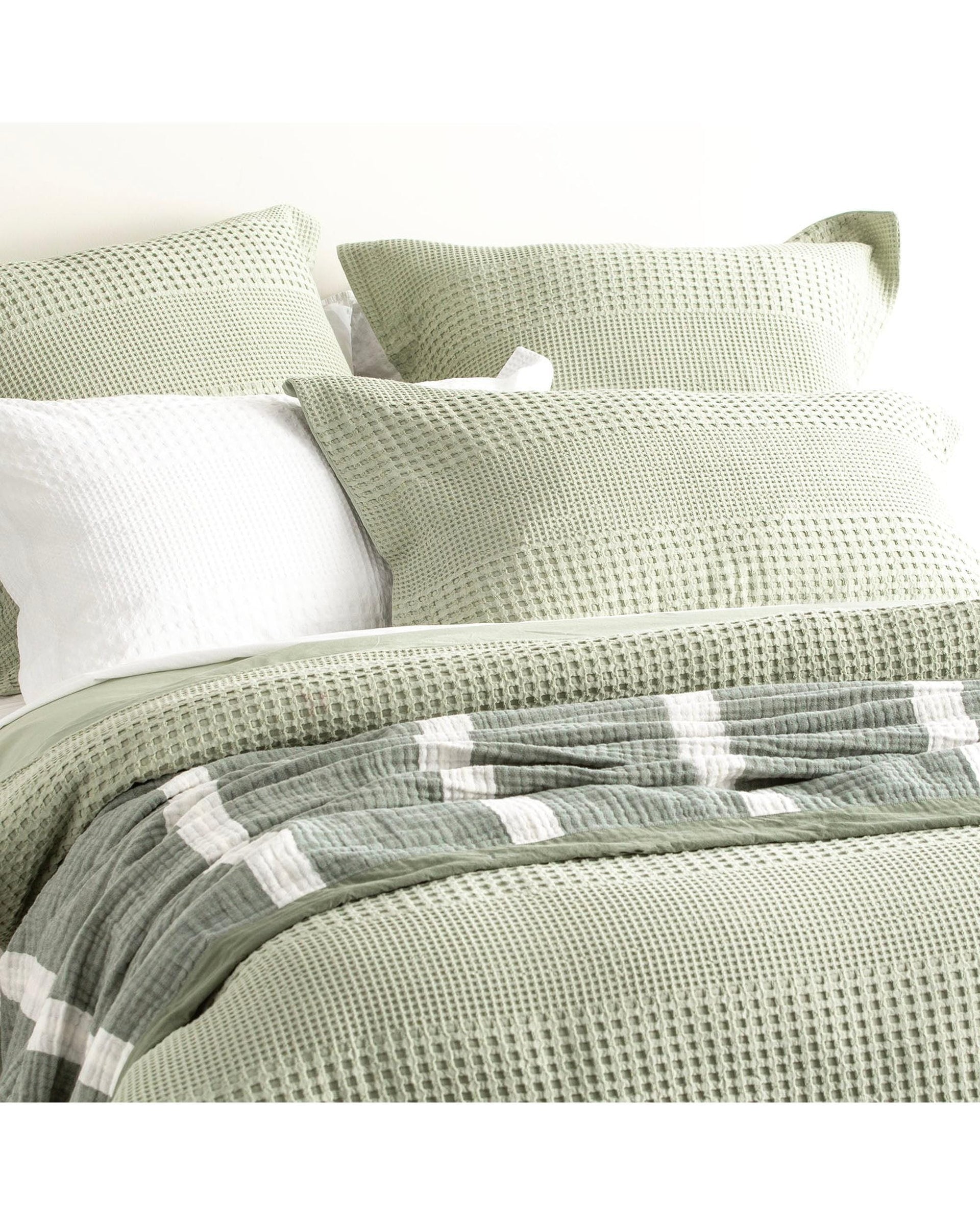 Renee Taylor Quilt Cover Elegance Waffle Cotton Jacquard Quilt Cover Set - MOSS