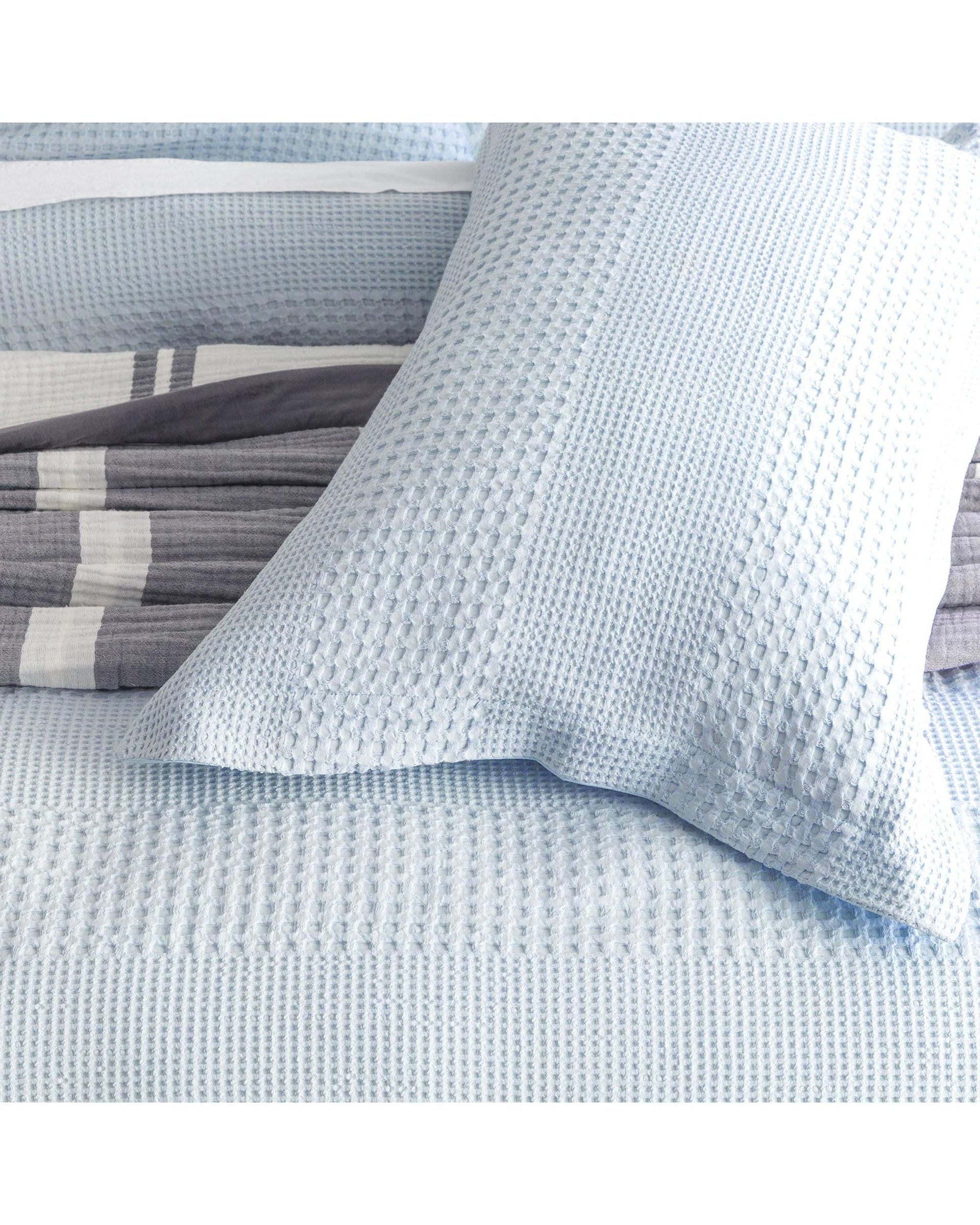 Renee Taylor Quilt Cover Elegance Waffle Cotton Jacquard Quilt Cover Set - SKY