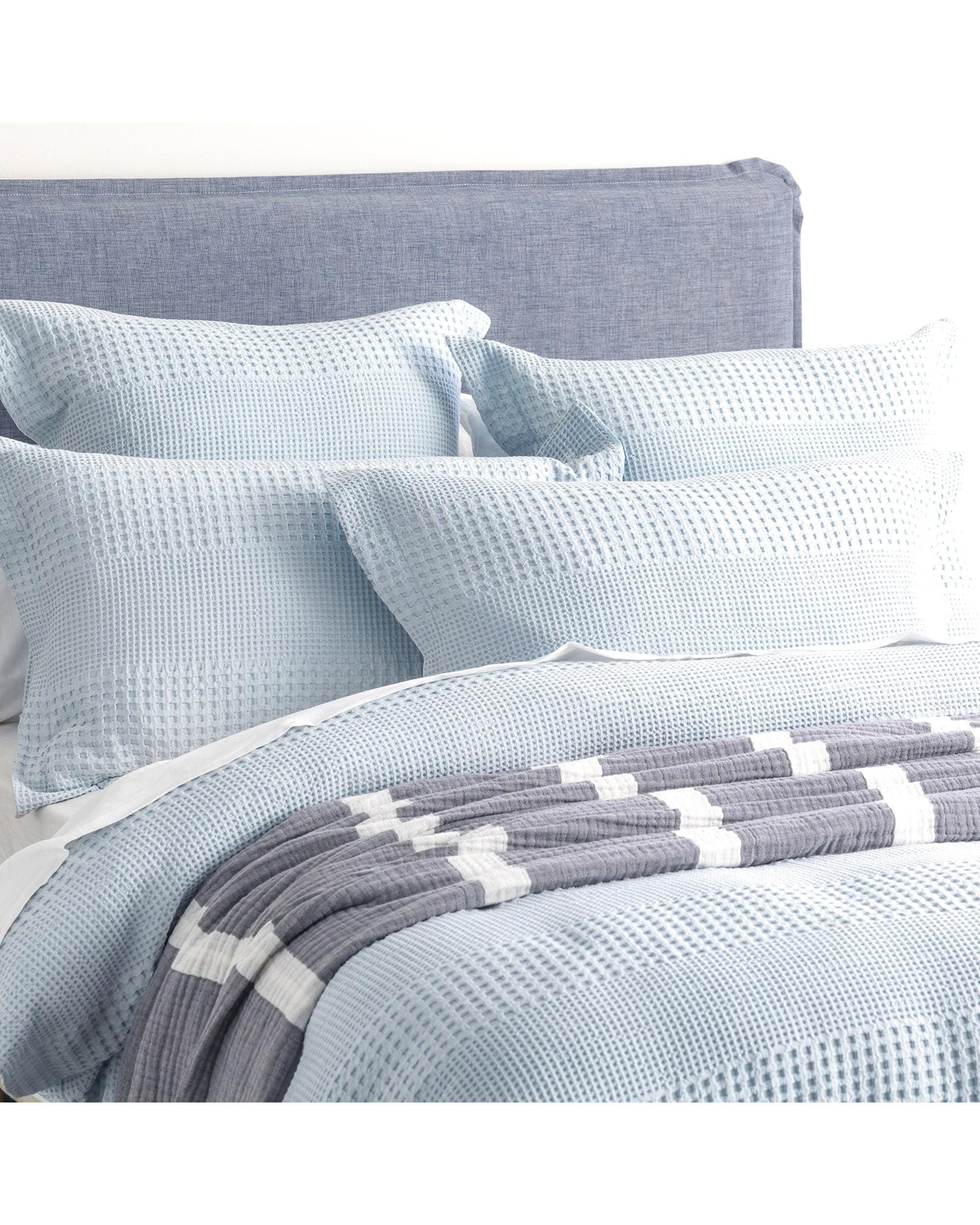 Renee Taylor Quilt Cover Elegance Waffle Cotton Jacquard Quilt Cover Set - SKY