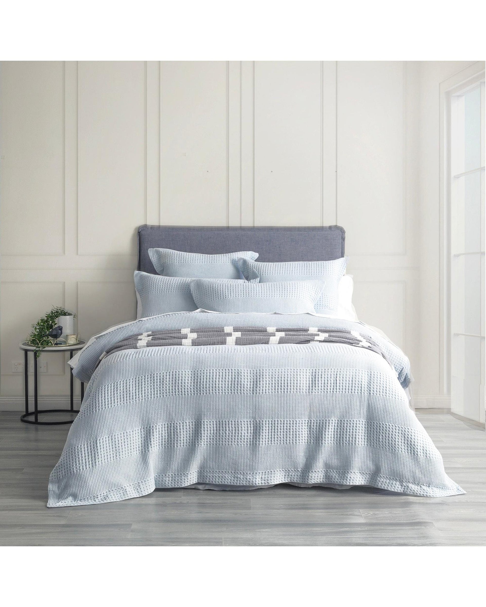 Renee Taylor Quilt Cover Elegance Waffle Cotton Jacquard Quilt Cover Set - SKY