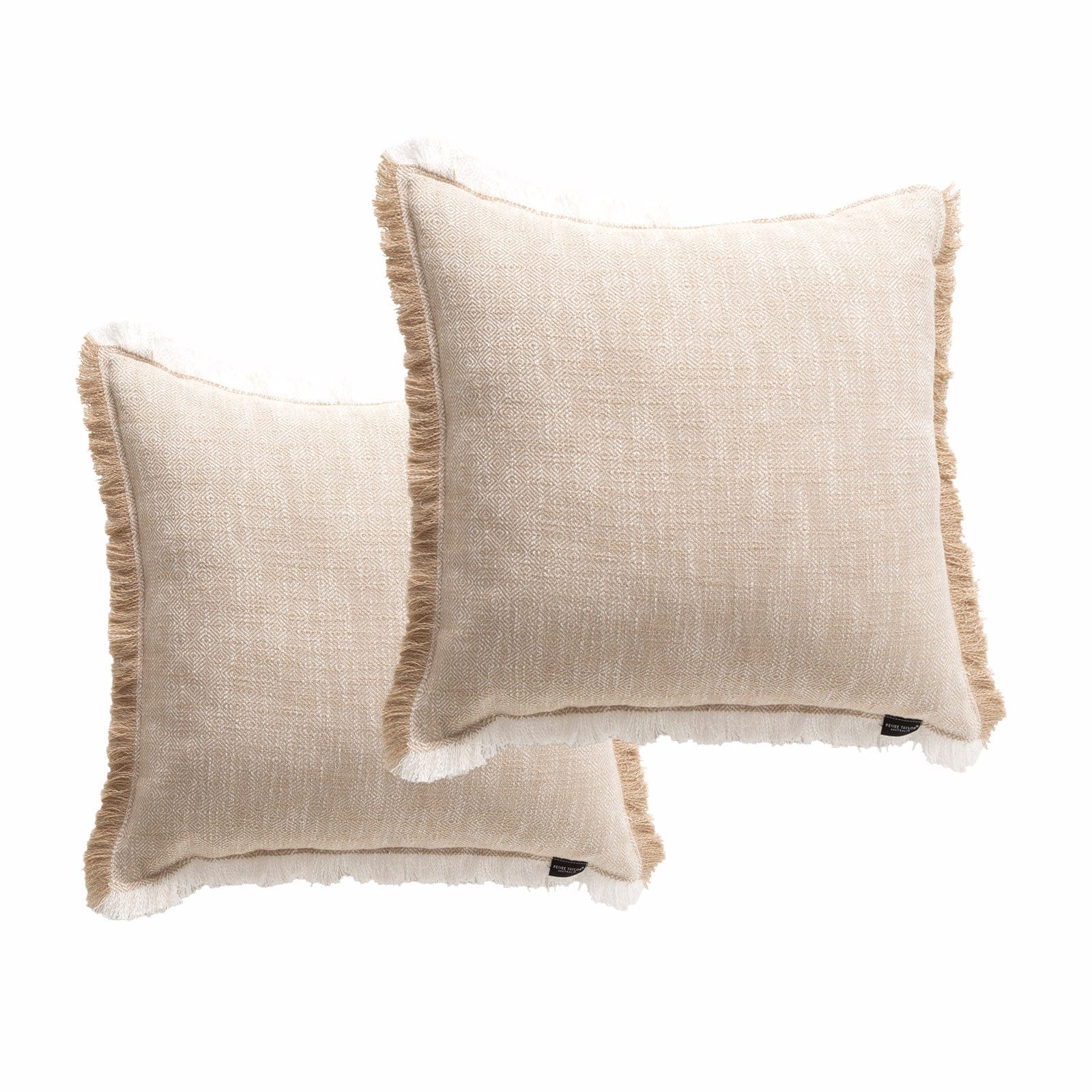 Renee Taylor Cushion Franco Stone Washed Yarn-Dyed Cushion Twin Pack 50 x 50 Cms Feather Filled Natural