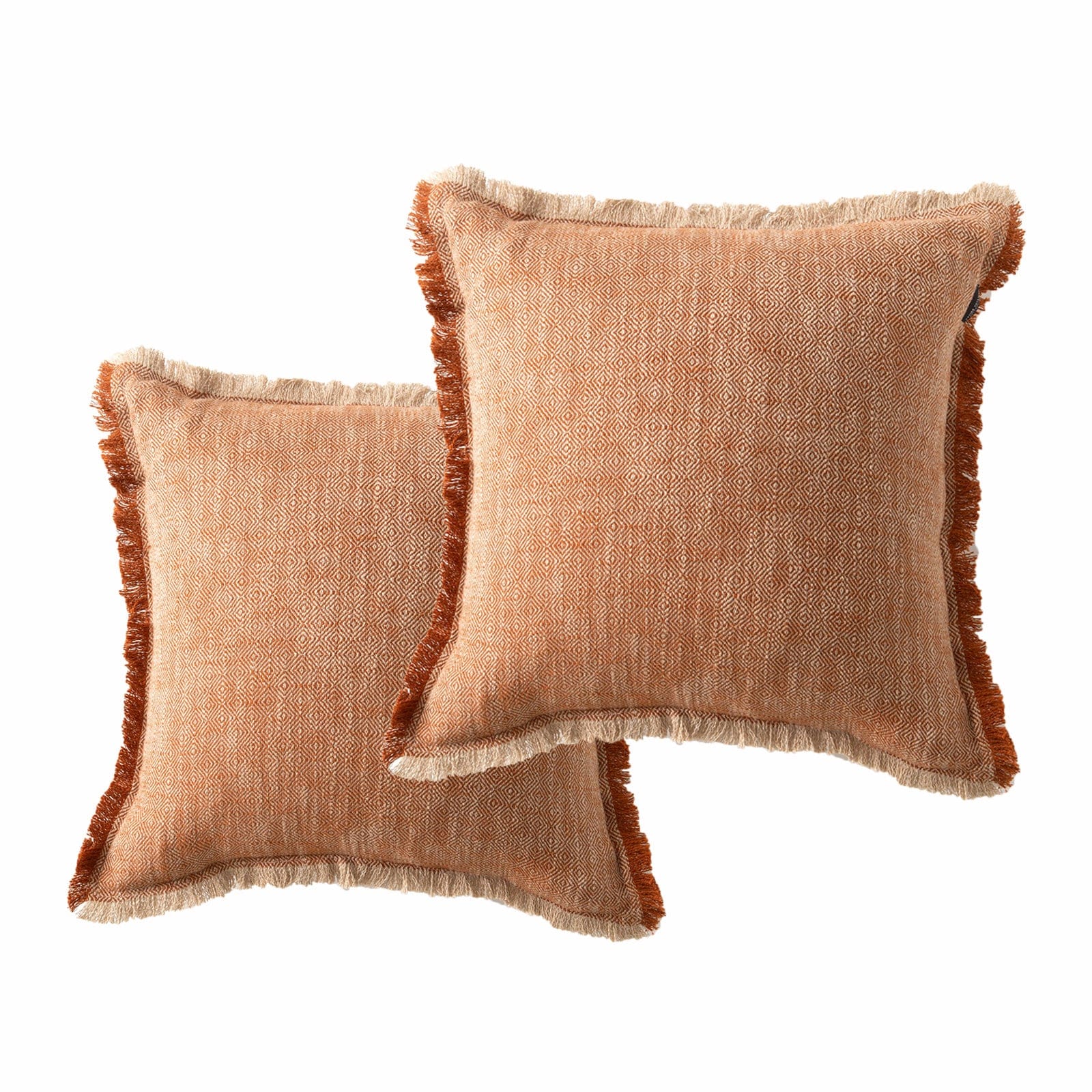 Renee Taylor Cushion Franco Stone Washed Yarn-Dyed Cushion Twin Pack 50 x 50 Cms Feather Filled Tobacco