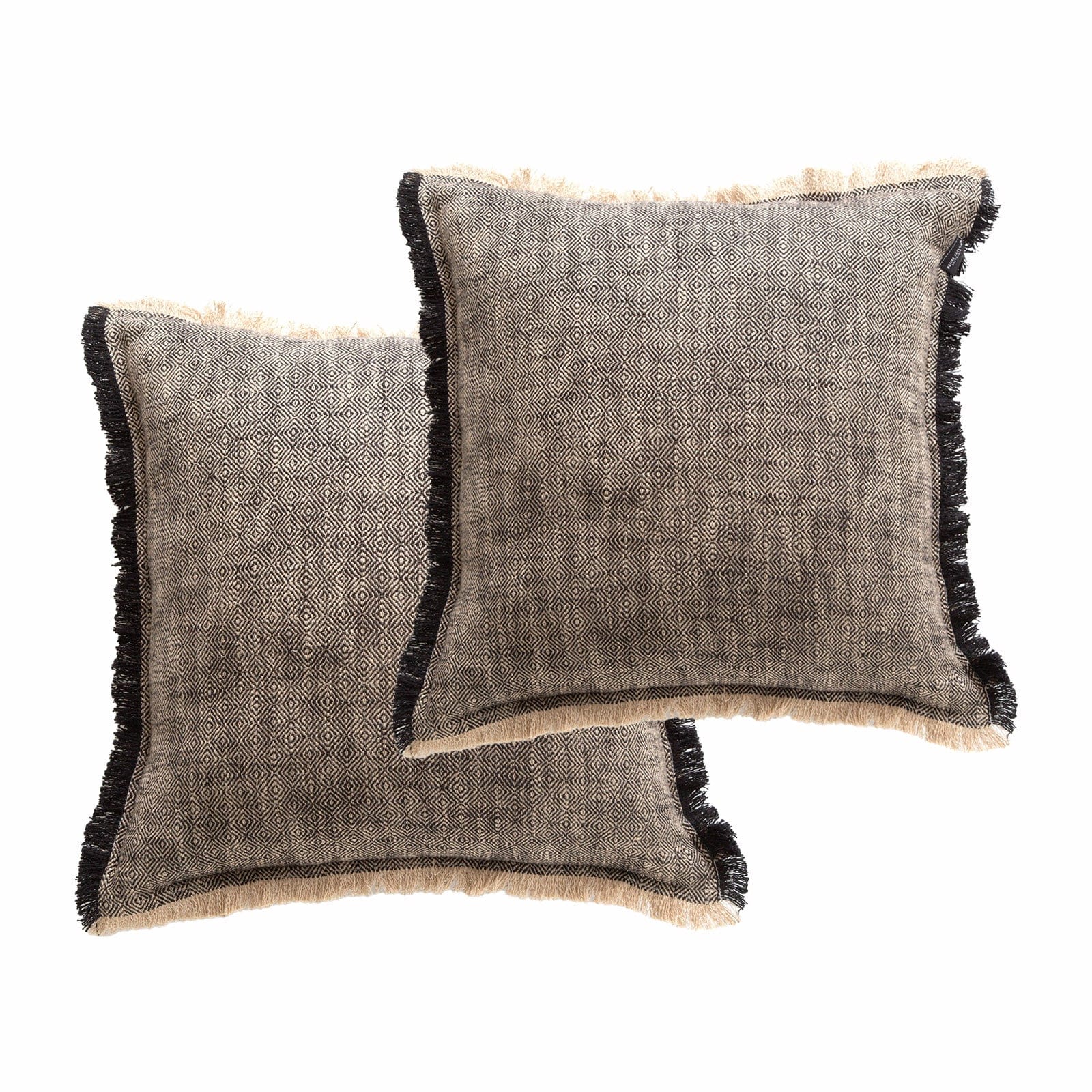 Renee Taylor Cushion Franco Stone Washed Yarn-Dyed Cushion Twin Pack 50 x 50 Cms Polyester Filled Coal