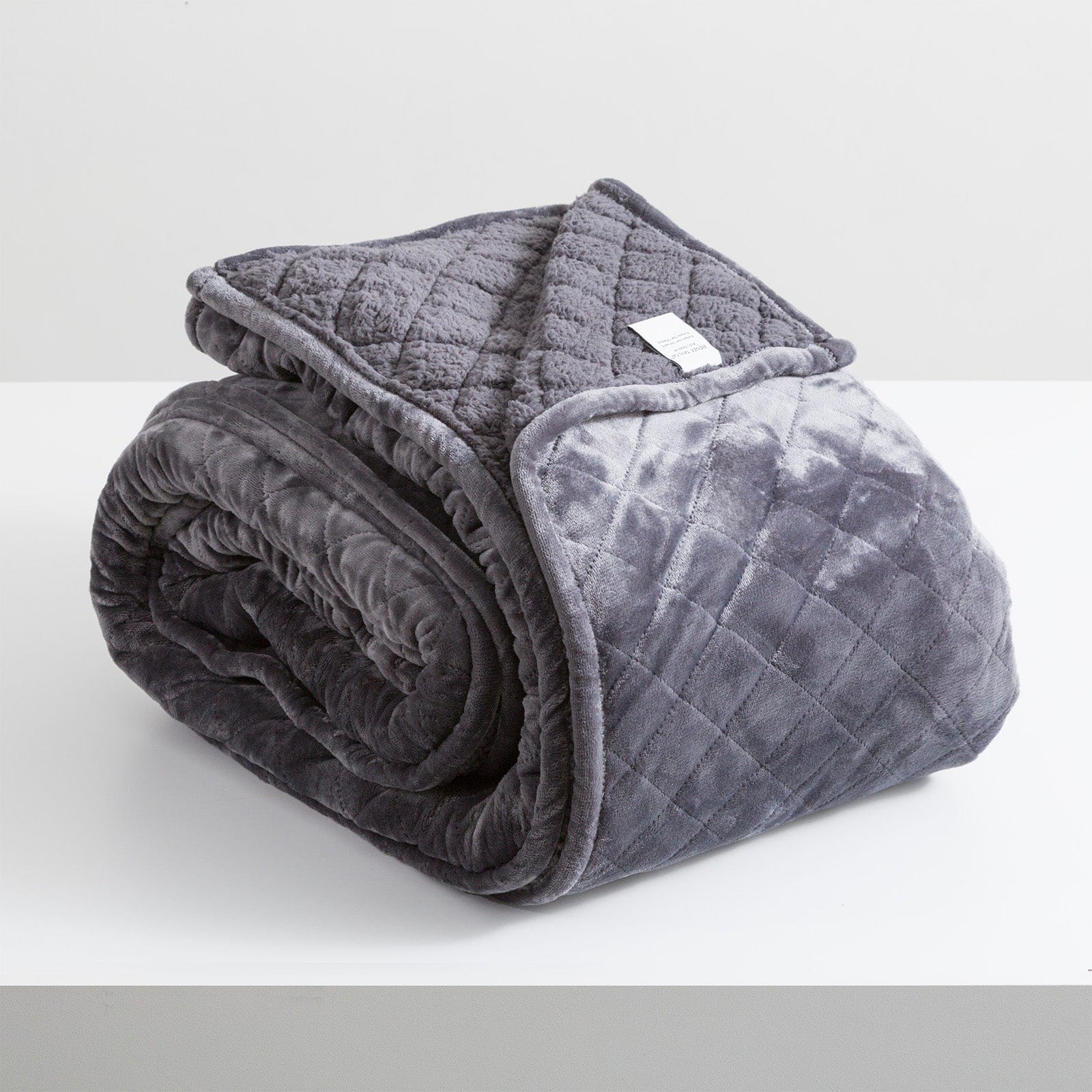 Renee Taylor Blanket Heston 480 GSM Ultra Soft Velvet Sherpa Blanket - GRAPHITE