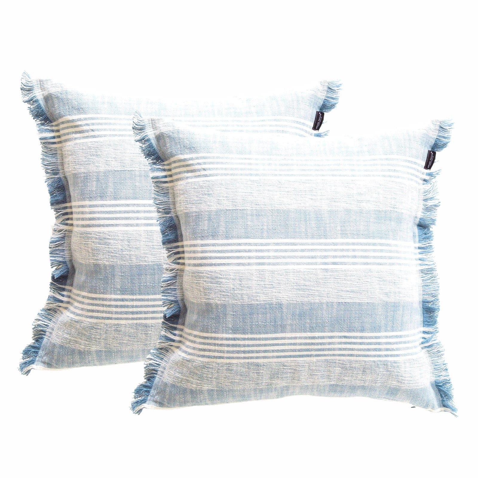Renee Taylor Cushion Kent Stripe Stone washed Yarn-dyed Cushion Twin Pack 50 x 50 Cms Polyester Filled Ocean