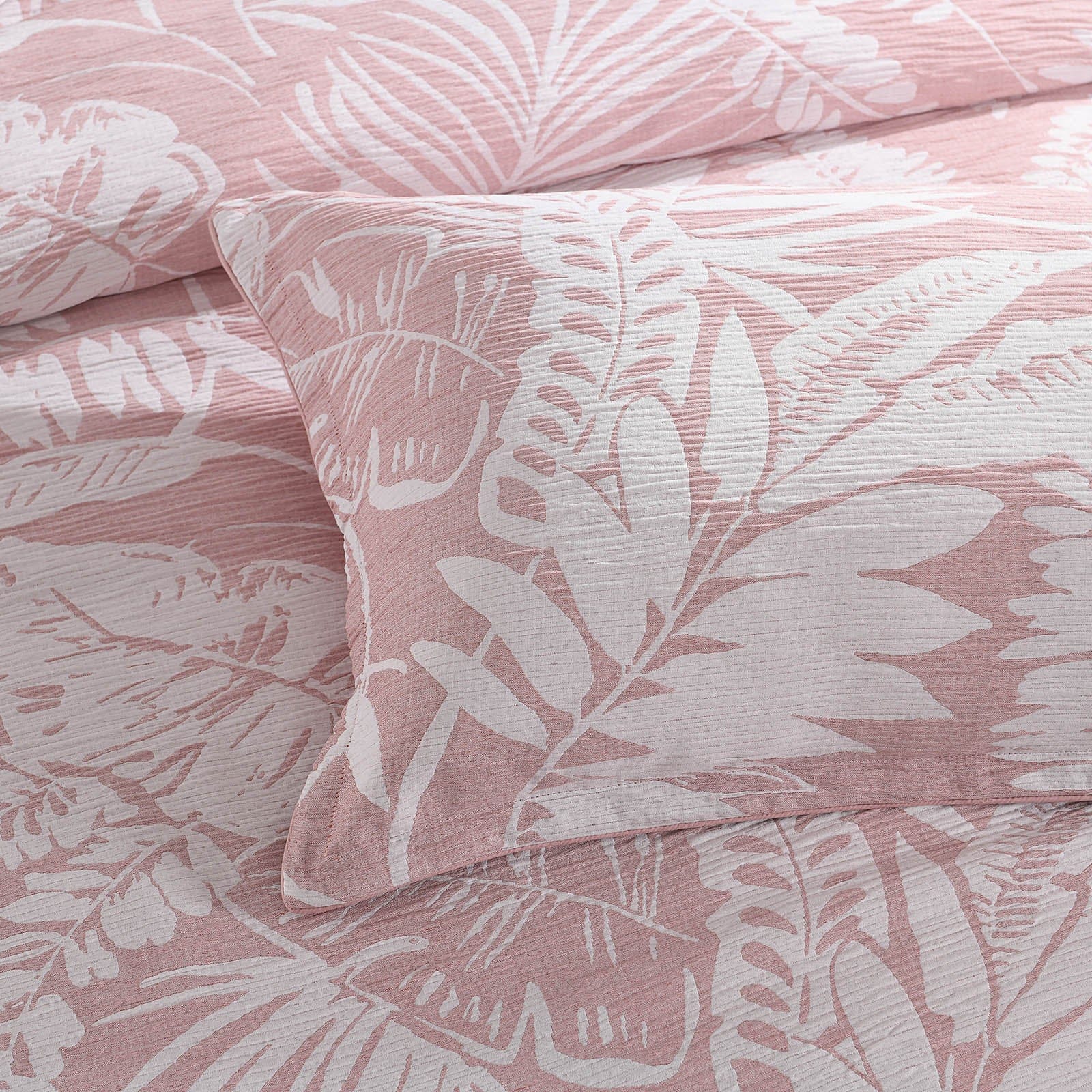 Renee Taylor Quilt Cover Palm Tree Jacquard Quilt Cover Set Clay