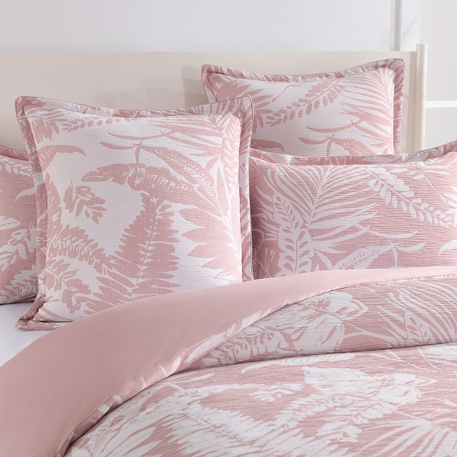 Renee Taylor Quilt Cover Palm Tree Jacquard Quilt Cover Set Clay