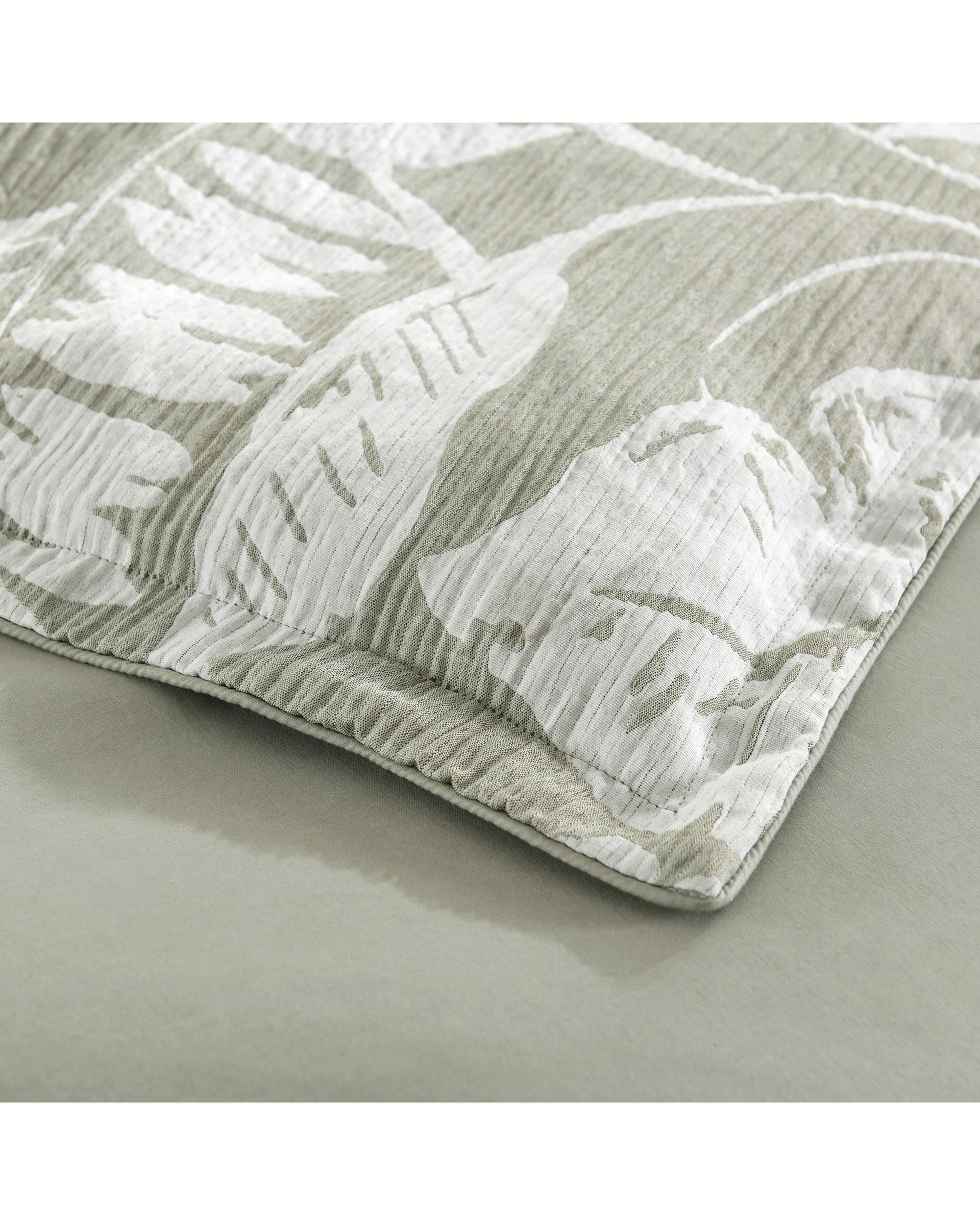 Renee Taylor Quilt Cover Palm Tree Jacquard Quilt Cover Set - Sage Green