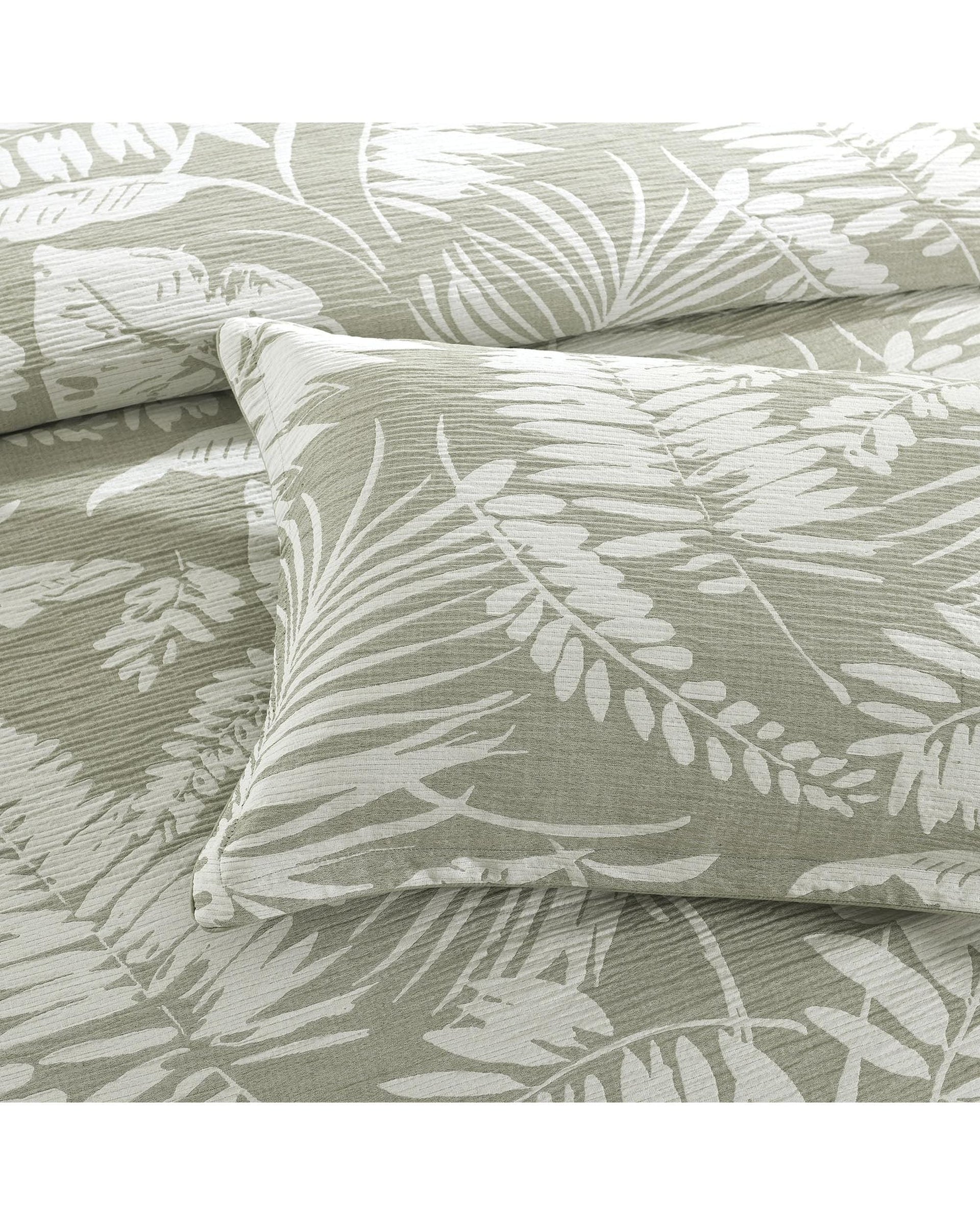Renee Taylor Quilt Cover Palm Tree Jacquard Quilt Cover Set - Sage Green