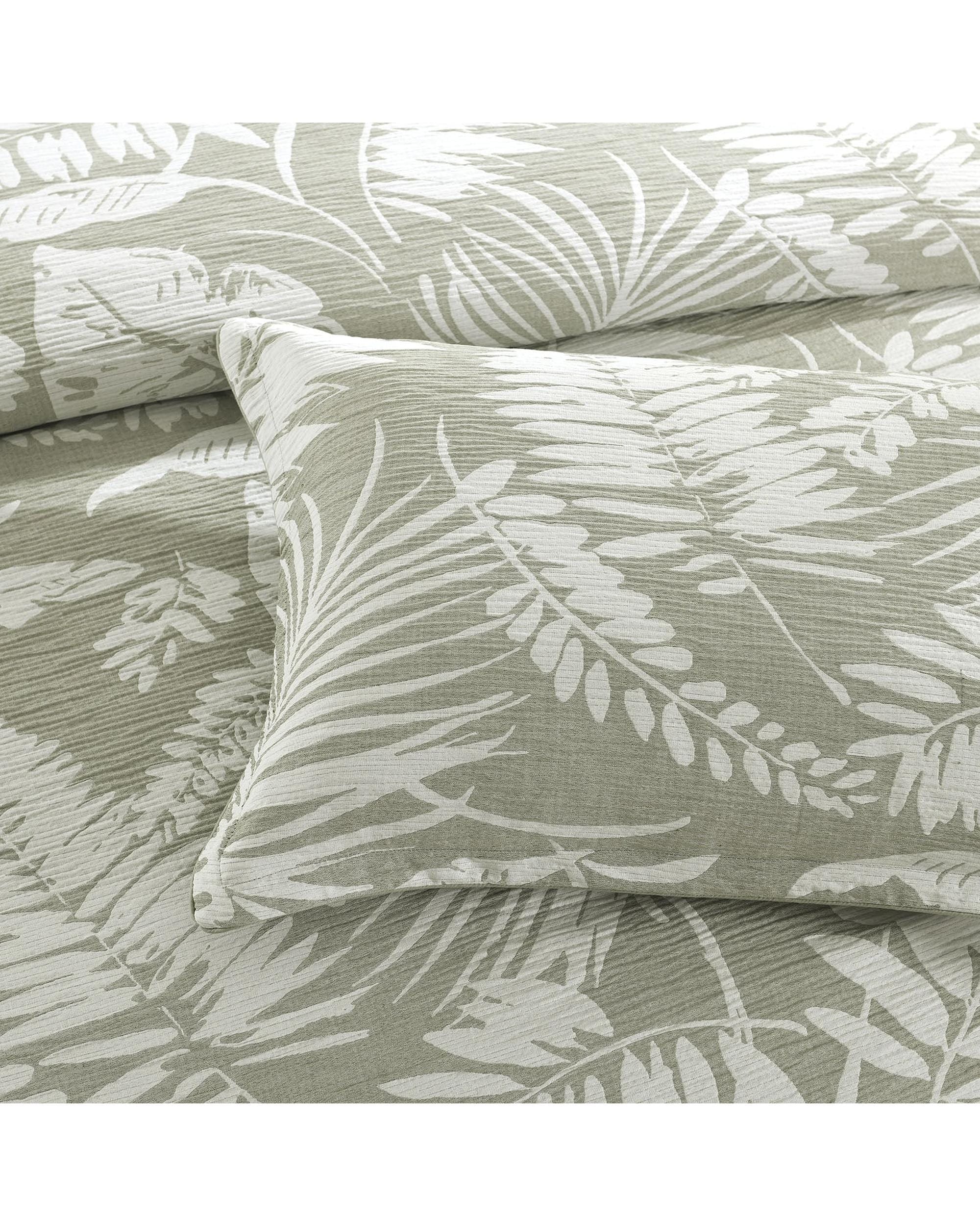 Renee Taylor Quilt Cover Palm Tree Jacquard Quilt Cover Set - Sage Green