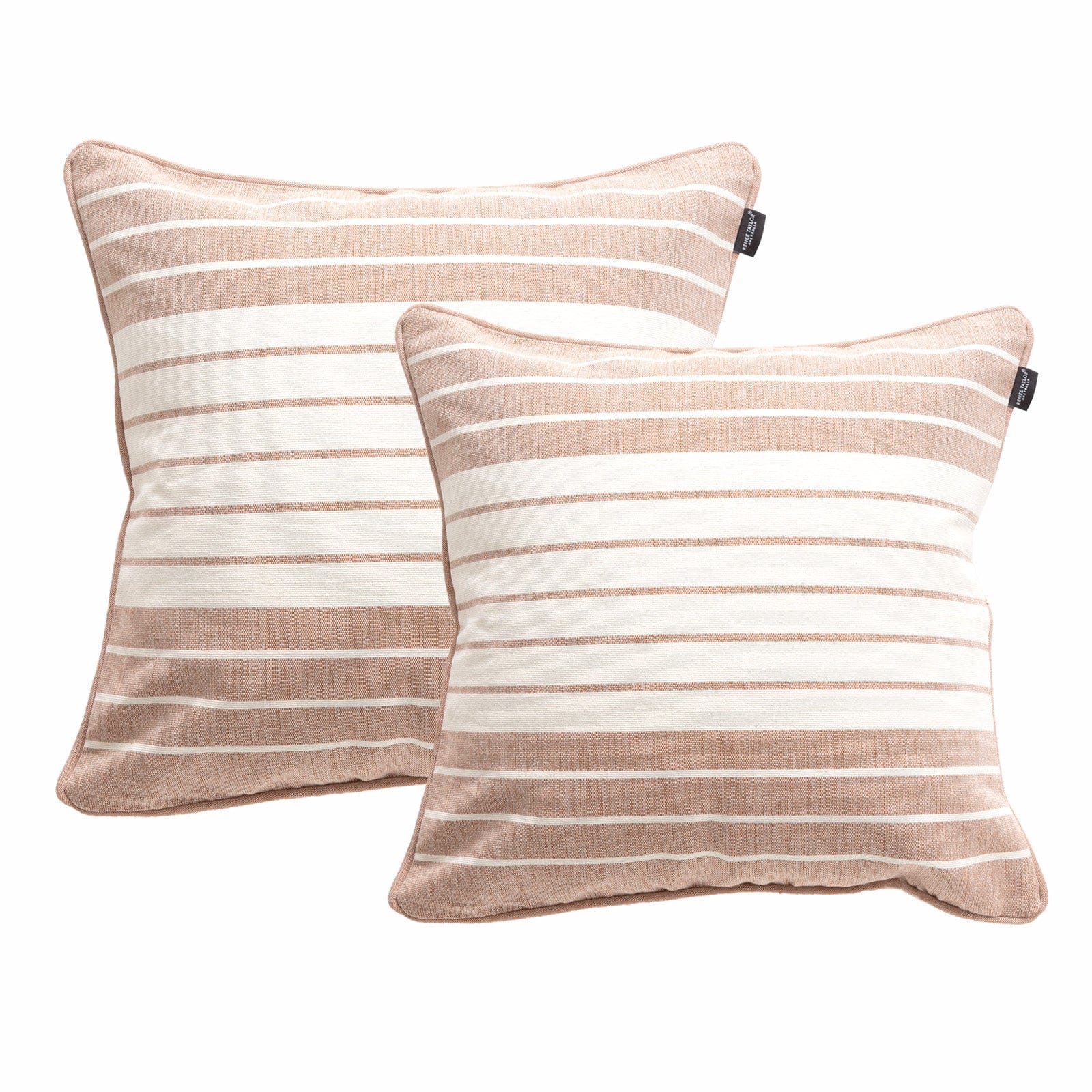 Renee Taylor Cushion Palma Stripe Stone washed Yarn-dyed Cushion Twin Pack 50 x 50 Cms Feather Filled Copper