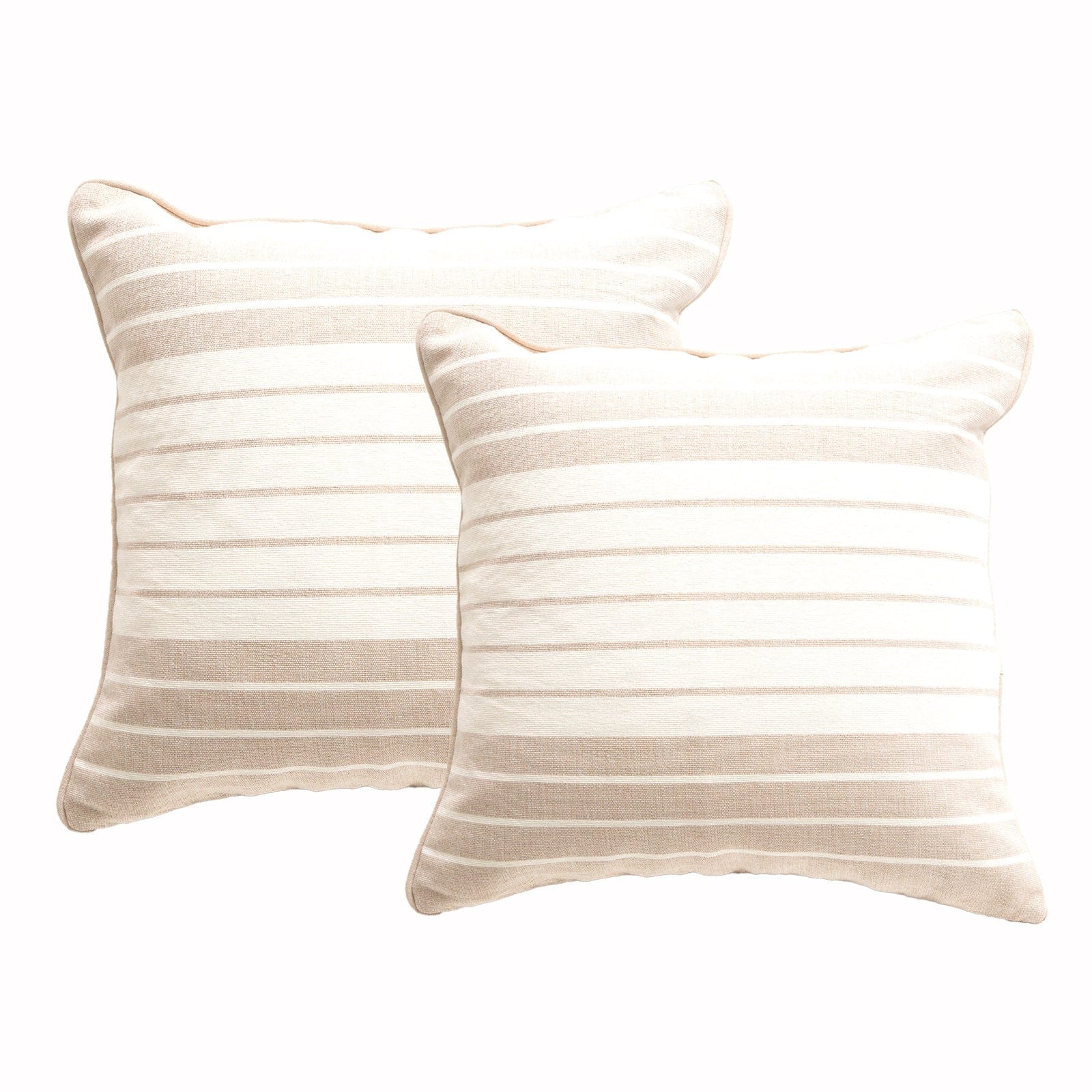 Renee Taylor Cushion Palma Stripe Stone washed Yarn-dyed Cushion Twin Pack 50 x 50 Cms Polyester Filled Nude