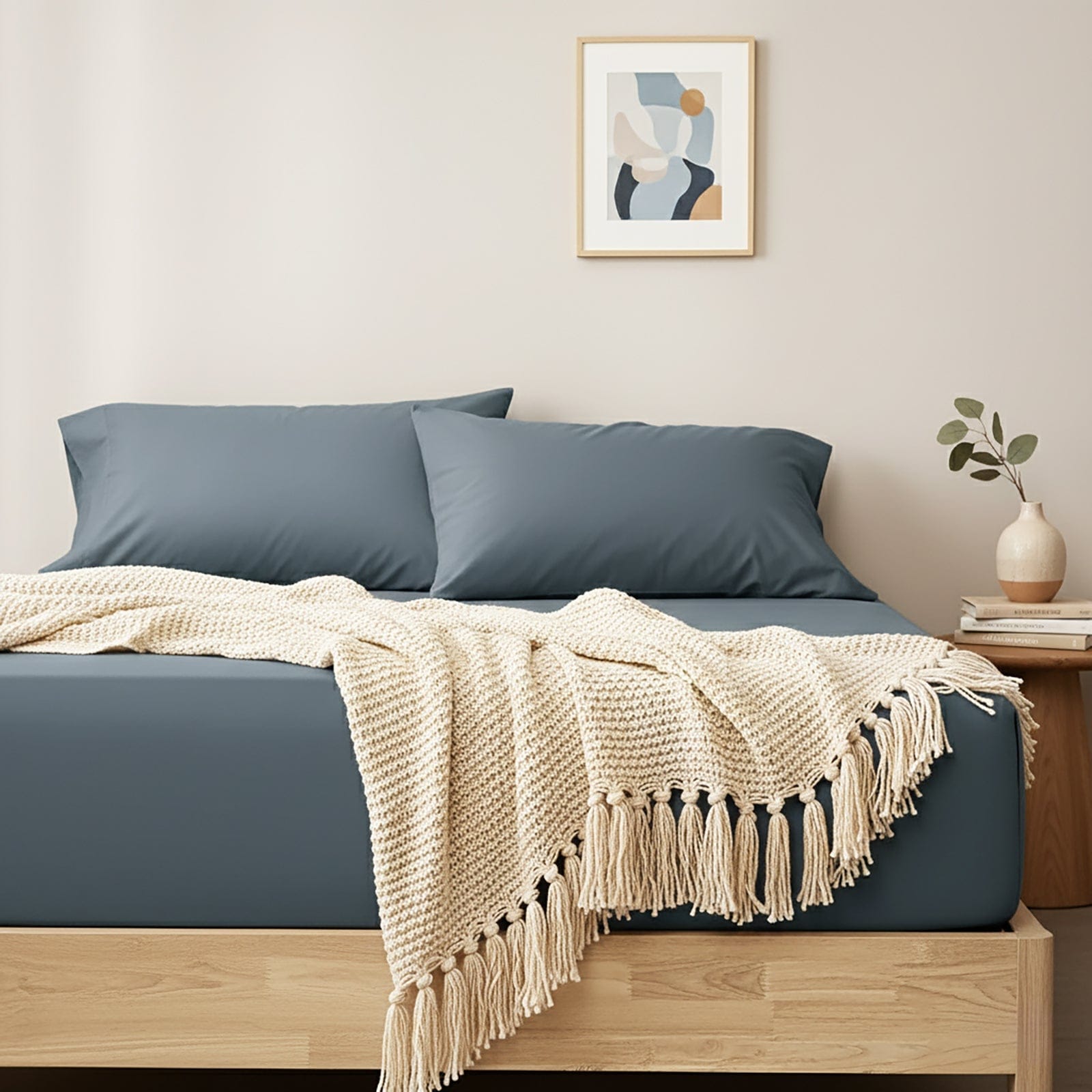 Renee Taylor Bed Sheets Renee Taylor 400 Thread Count Egyptian Cotton Fitted and Pillow Case Set Steel Blue