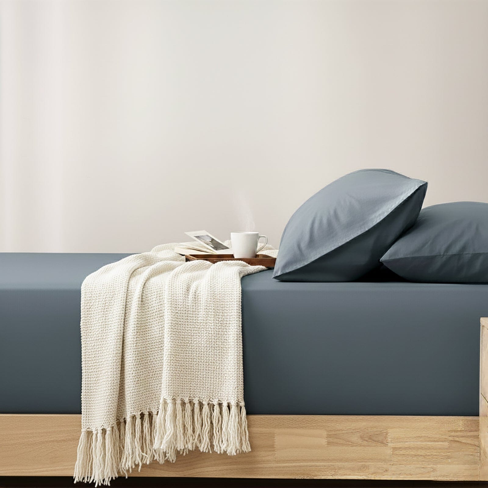 Renee Taylor Bed Sheets Renee Taylor 400 Thread Count Egyptian Cotton Fitted and Pillow Case Set Steel Blue