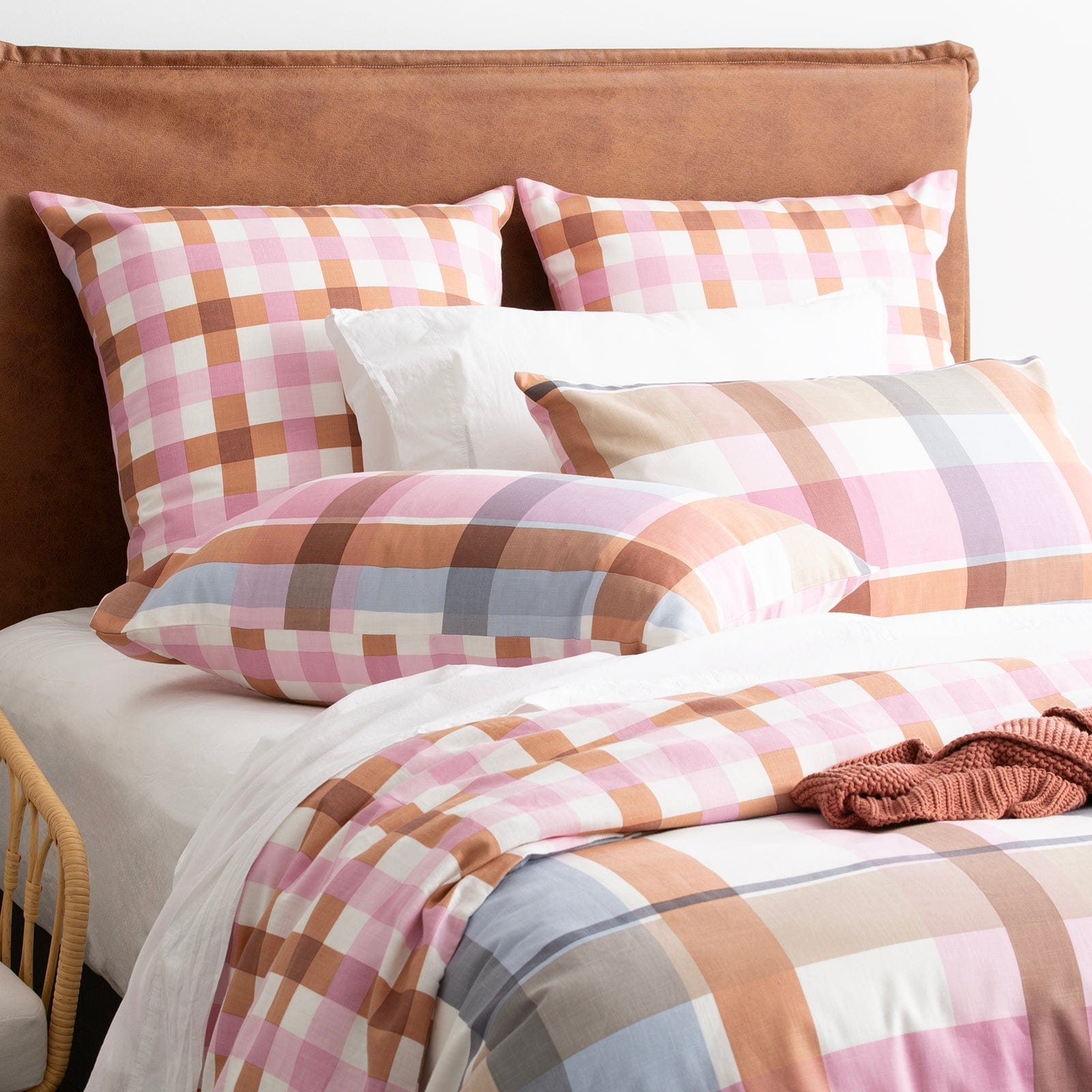 Renee Taylor Bed Sheets Renee Taylor Textured Cotton Slub Reversible Quilt Cover Set Queen Miranda Check