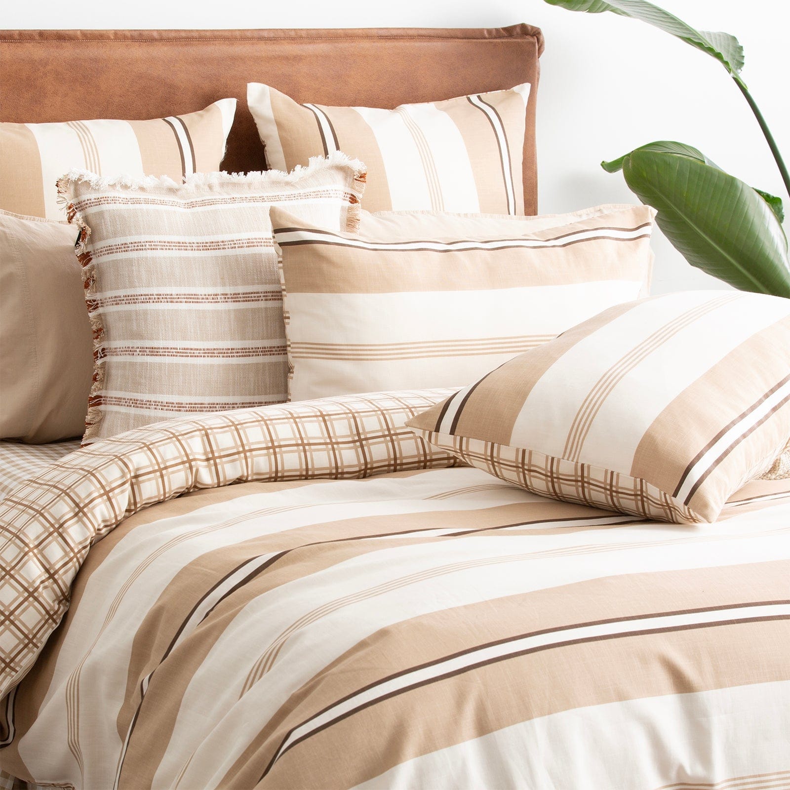 Renee Taylor Bed Sheets Renee Taylor Textured Cotton Slub Reversible Quilt Cover Set Stephine Stripe