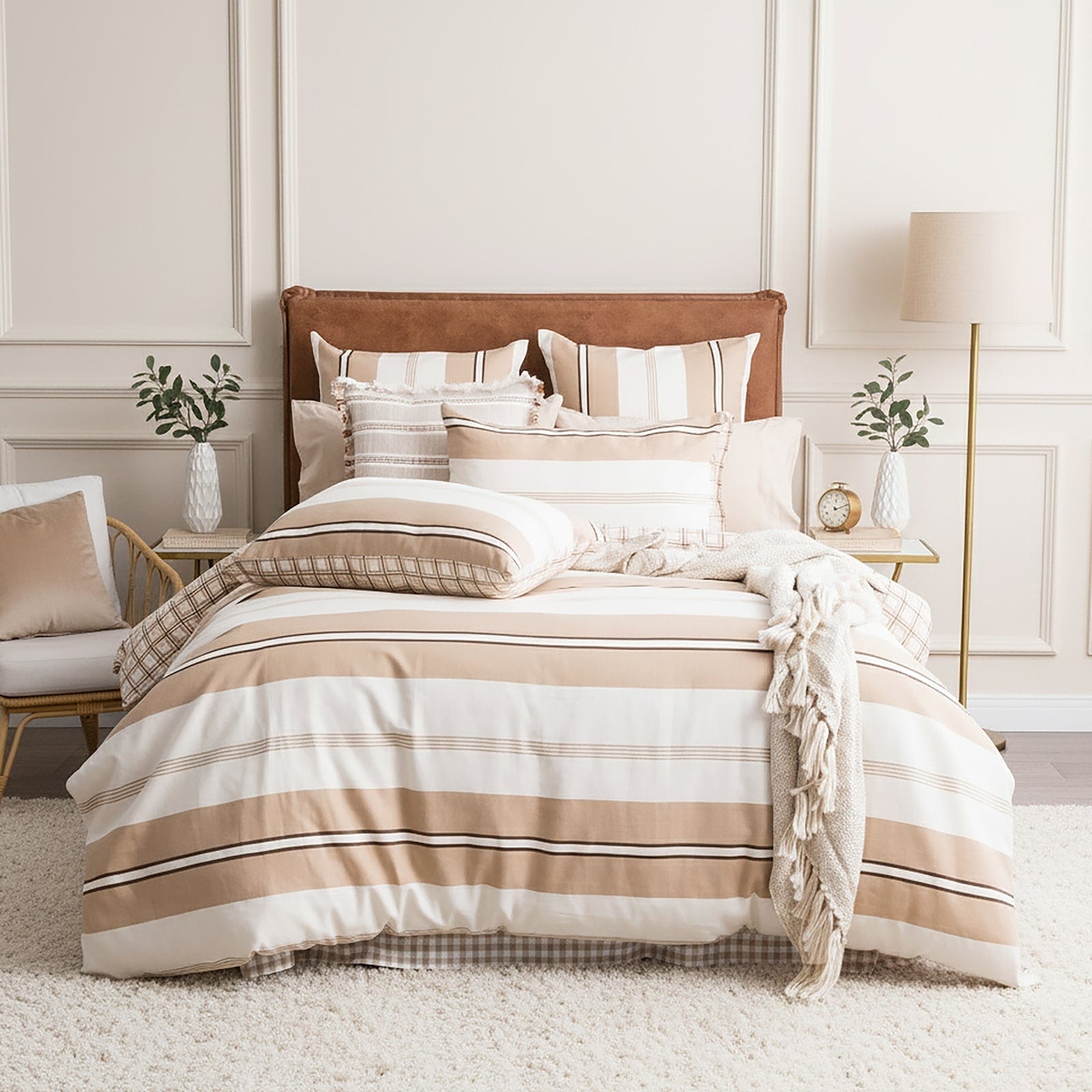 Renee Taylor Bed Sheets Renee Taylor Textured Cotton Slub Reversible Quilt Cover Set Stephine Stripe