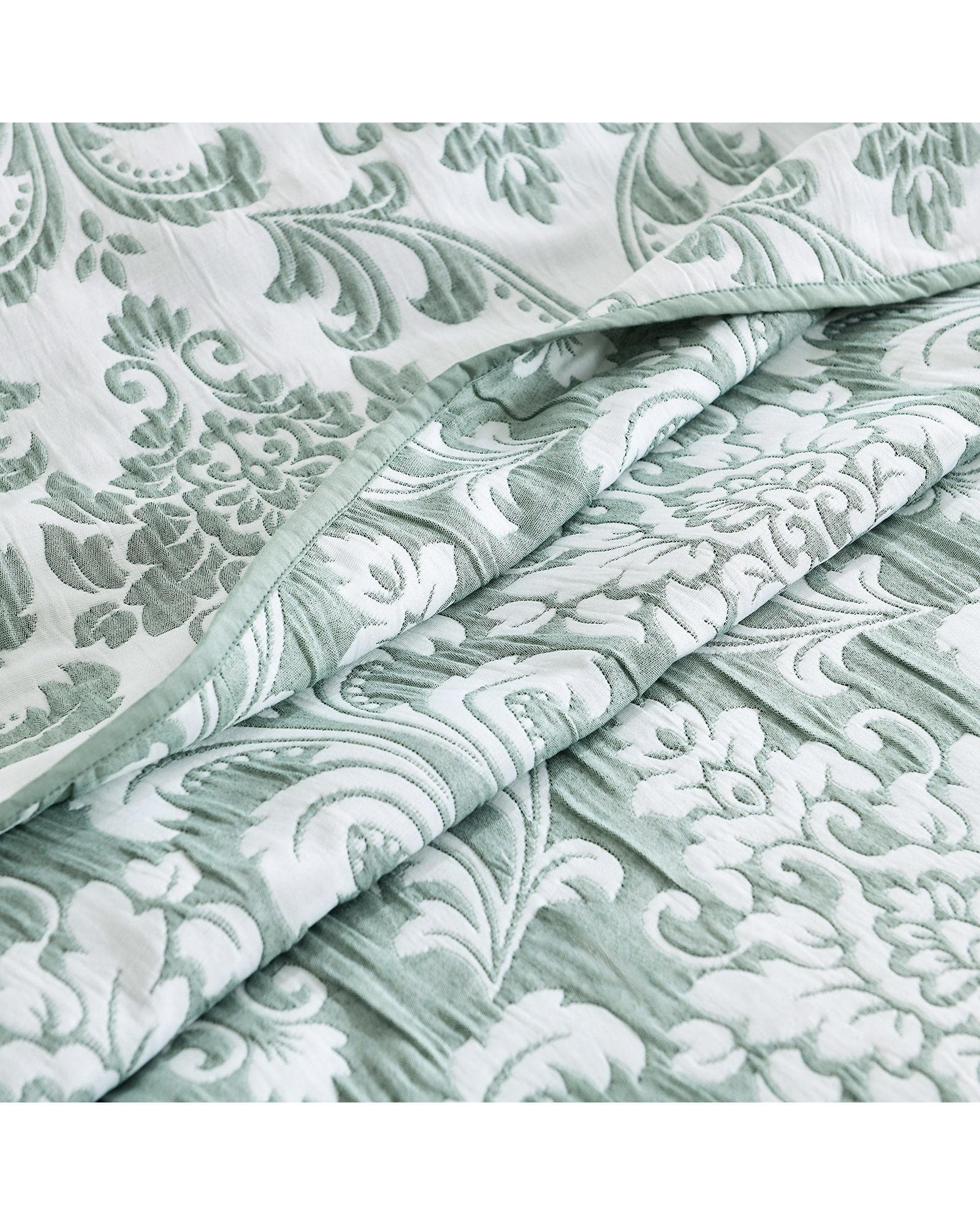 Renee Taylor Coverlet Scallop Jacquard Coverlet Set - JADE