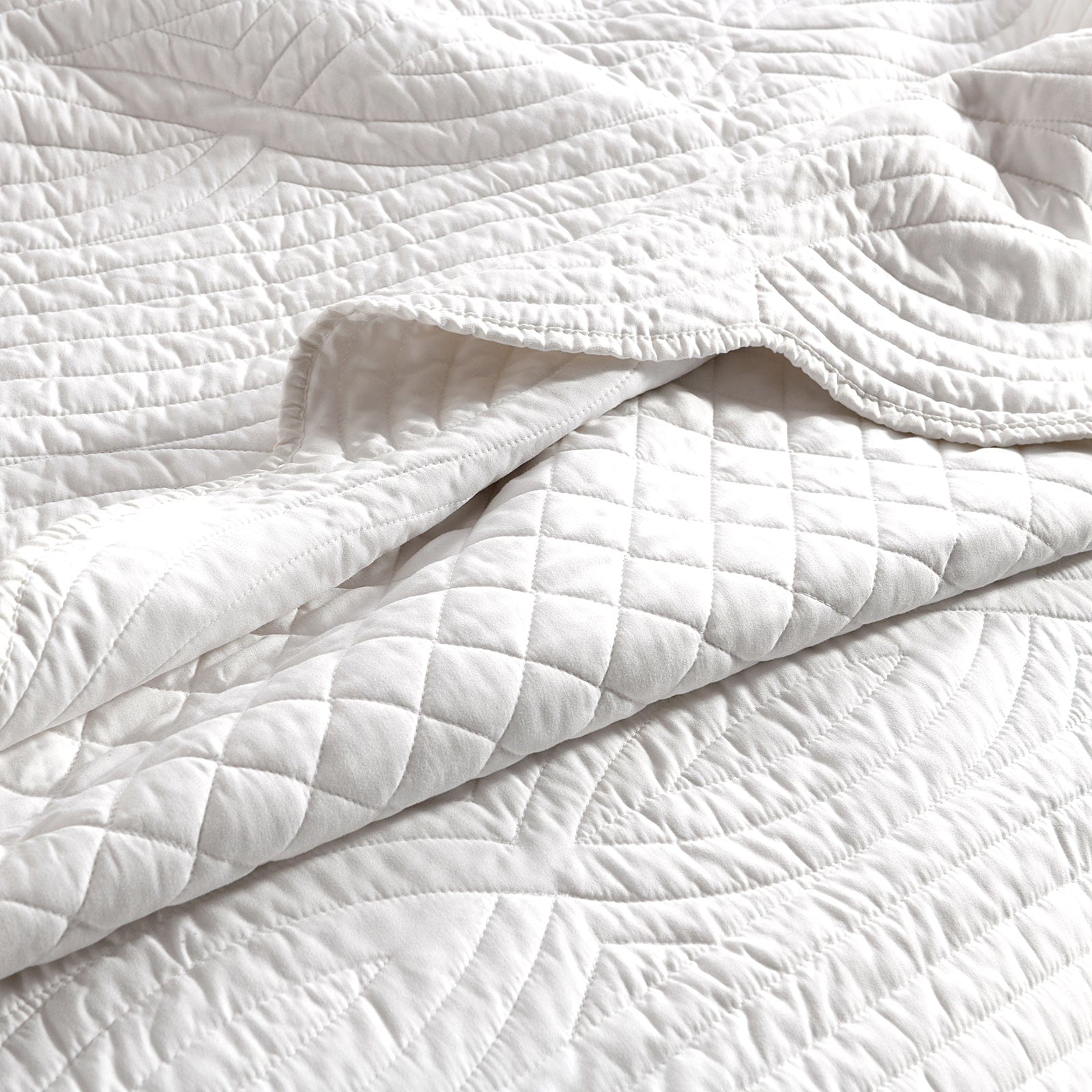 Renee Taylor Coverlet Scallop Jacquard Coverlet Set - PEARL