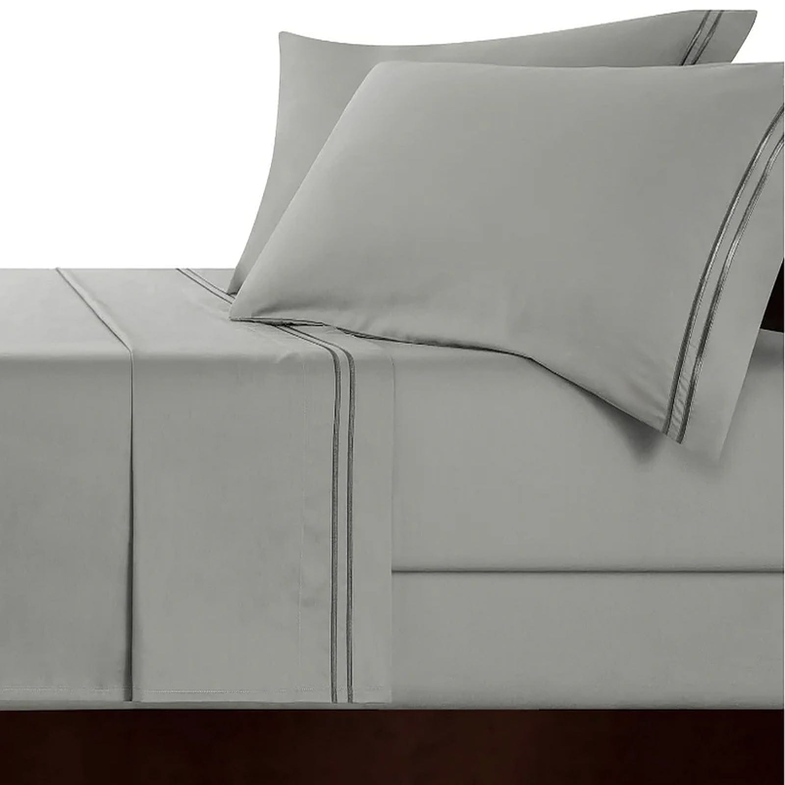 Renee Taylor Quilt Cover Strada Embroidered 1000 TC Egyptian Cotton Sheet Sets - Silver Charcoal