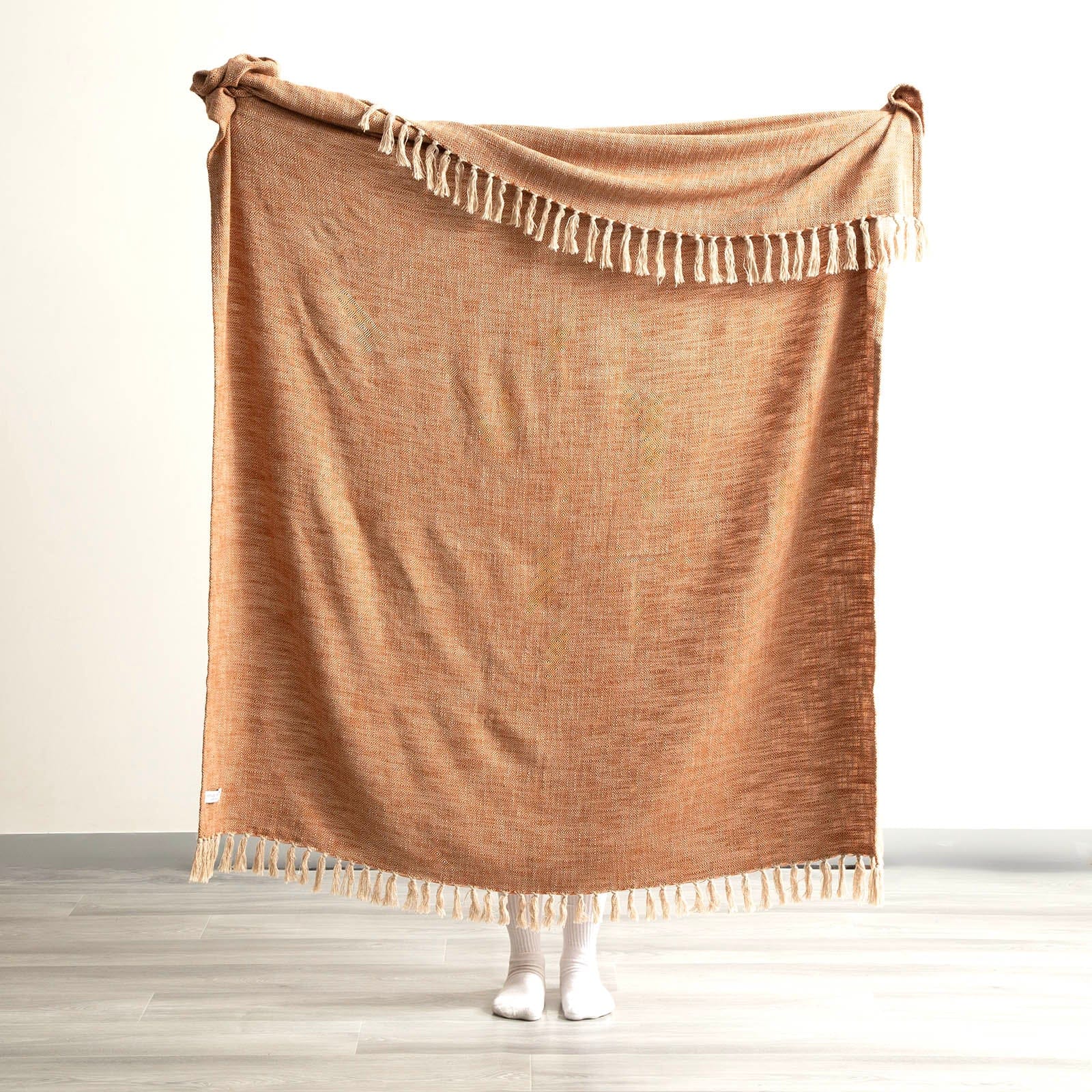 Renee Taylor Blanket Surrey Chevron Yarn-Dyed Throw 130 x 170 cms Tobacco