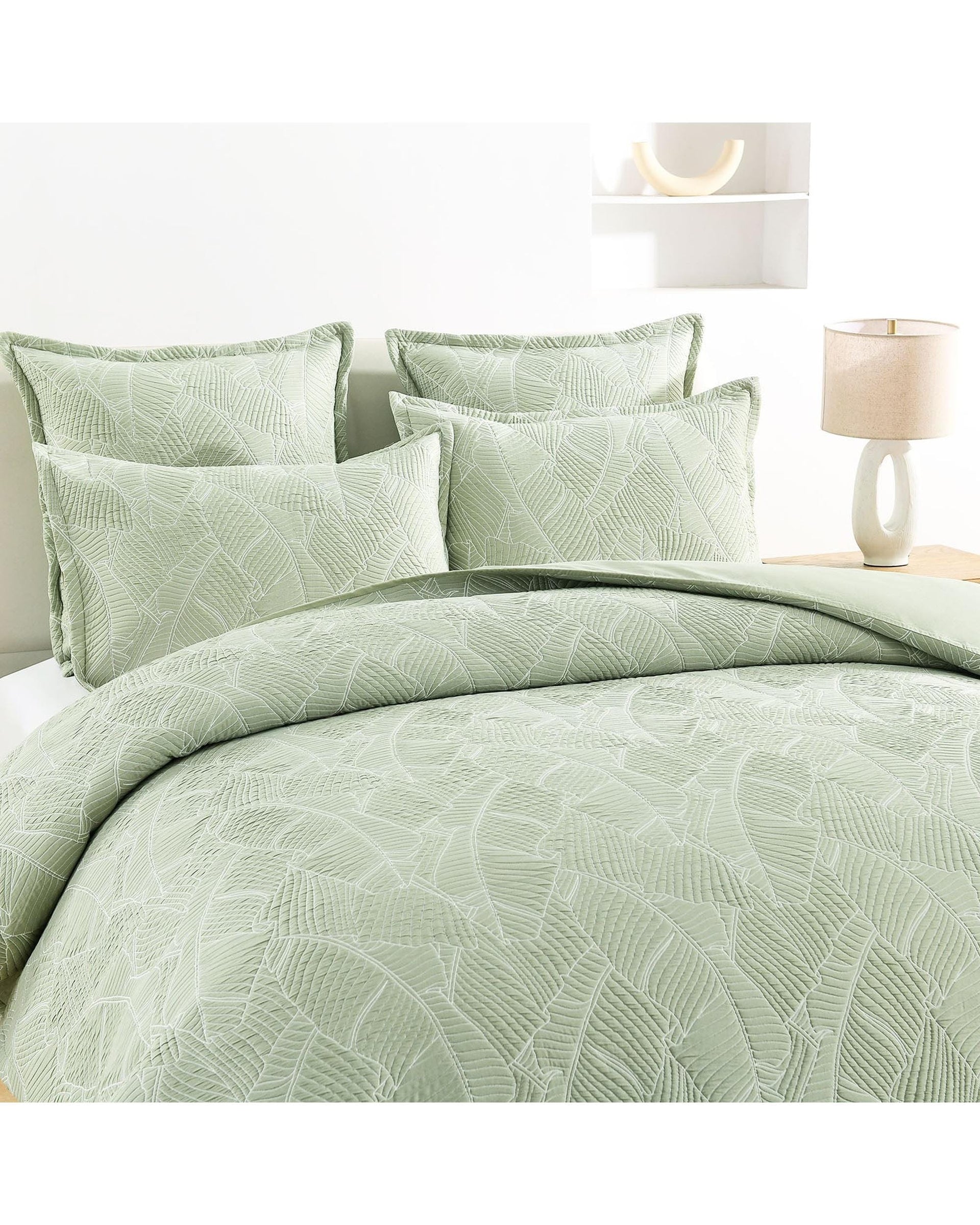 Renee Taylor Quilt Cover Woods Jacquard Quilt Cover Set - Sage