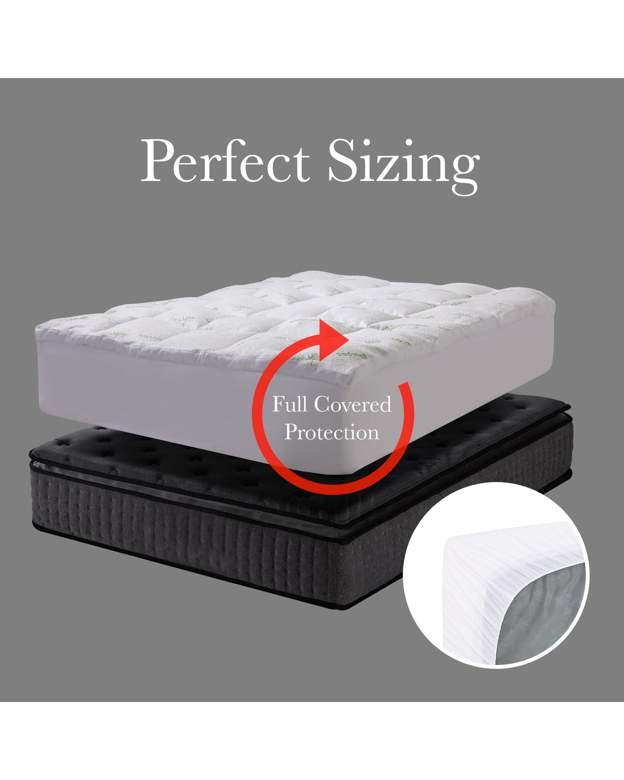 Royal Comfort Mattress Topper Royal Comfort 1000GSM Luxury Bamboo Covered Mattress Topper Ball Fibre Gusset