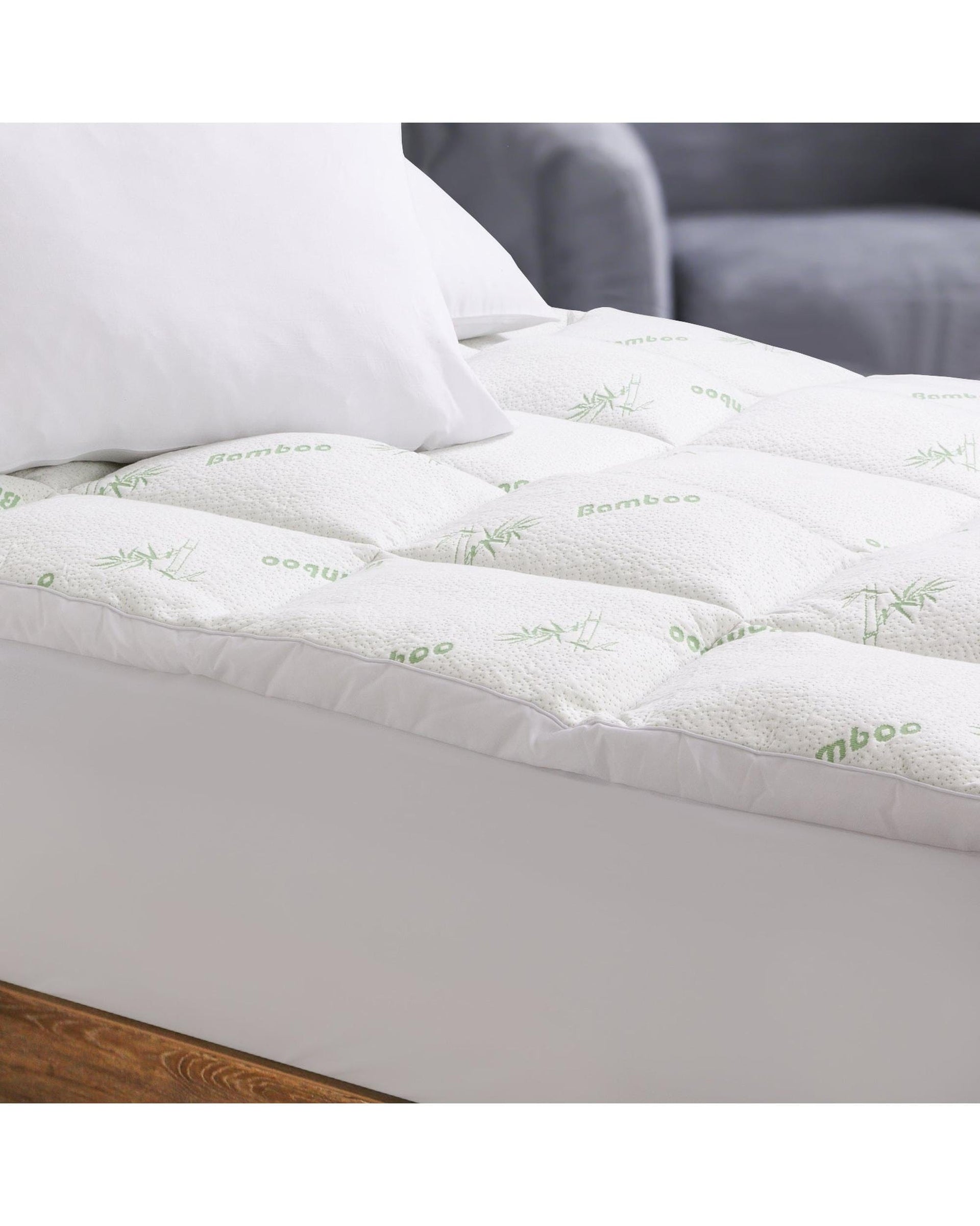 Royal Comfort Mattress Topper Royal Comfort 1000GSM Luxury Bamboo Covered Mattress Topper Ball Fibre Gusset
