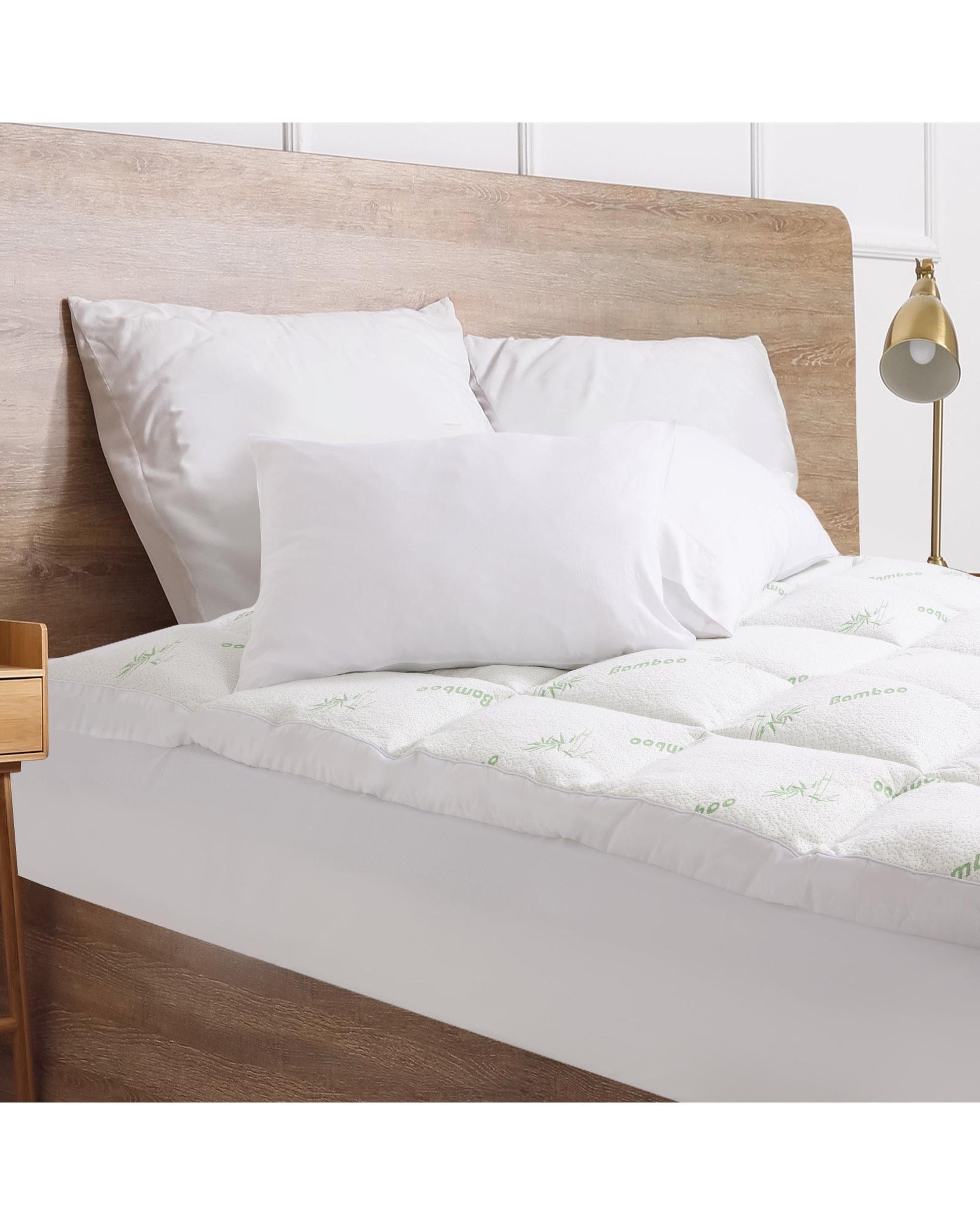 Royal Comfort Mattress Topper Royal Comfort 1000GSM Luxury Bamboo Covered Mattress Topper Ball Fibre Gusset