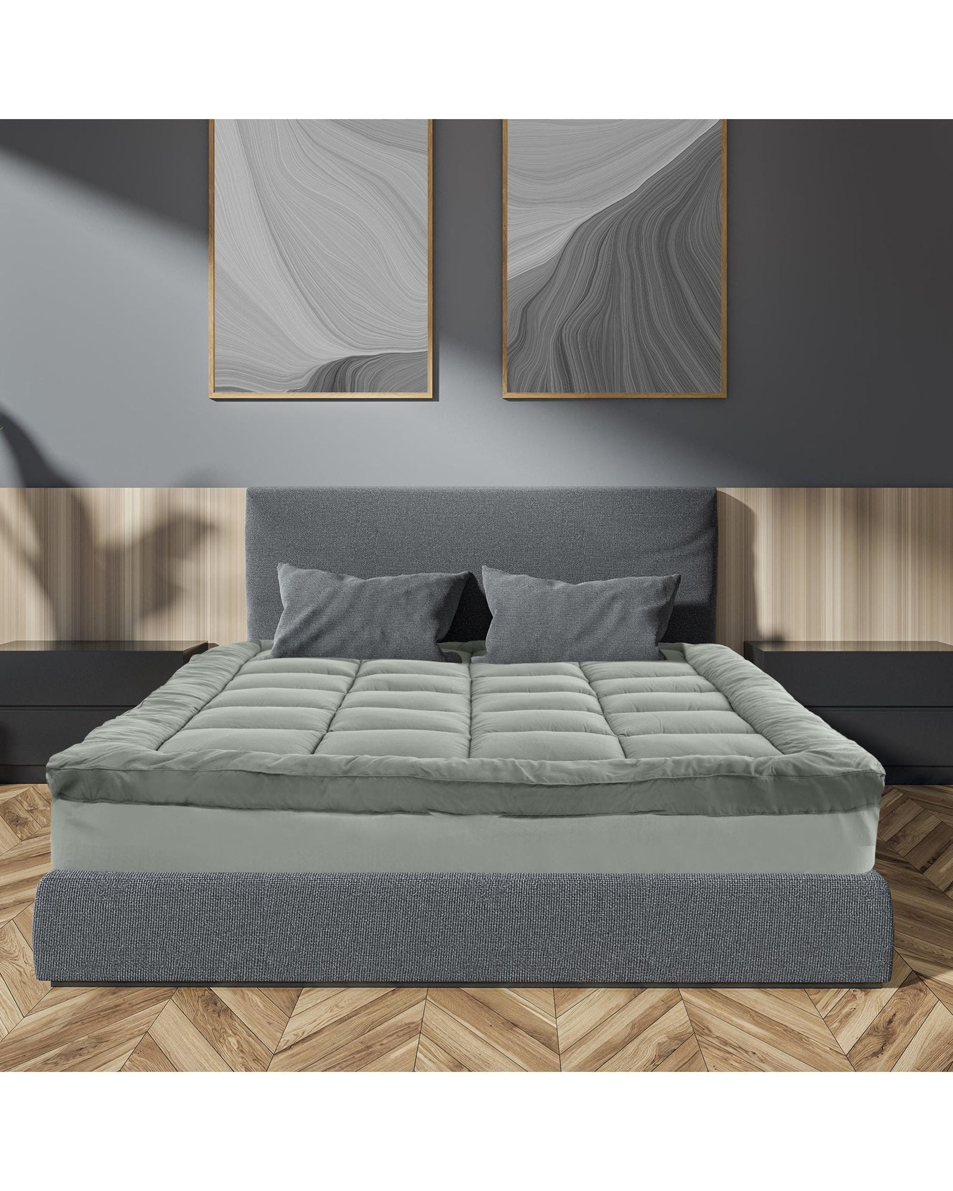 Royal Comfort Mattress Topper Royal Comfort Bamboo Blend Topper 800GSM 45cm Skirt Luxury Bedding