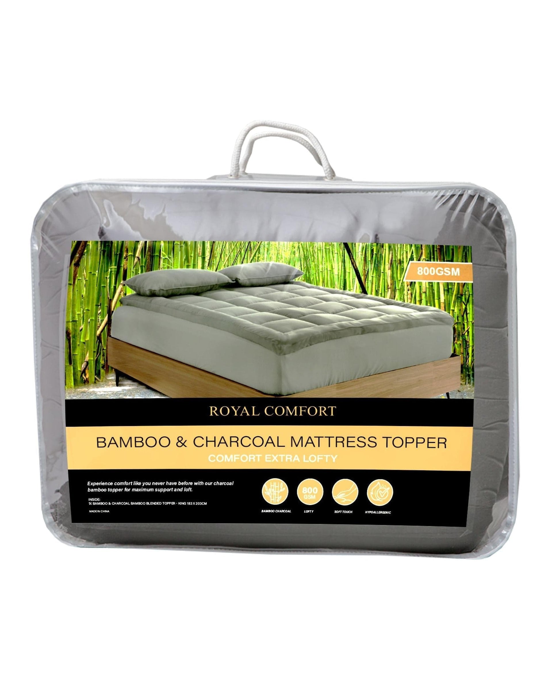 Royal Comfort Mattress Topper Royal Comfort Bamboo Blend Topper 800GSM 45cm Skirt Luxury Bedding