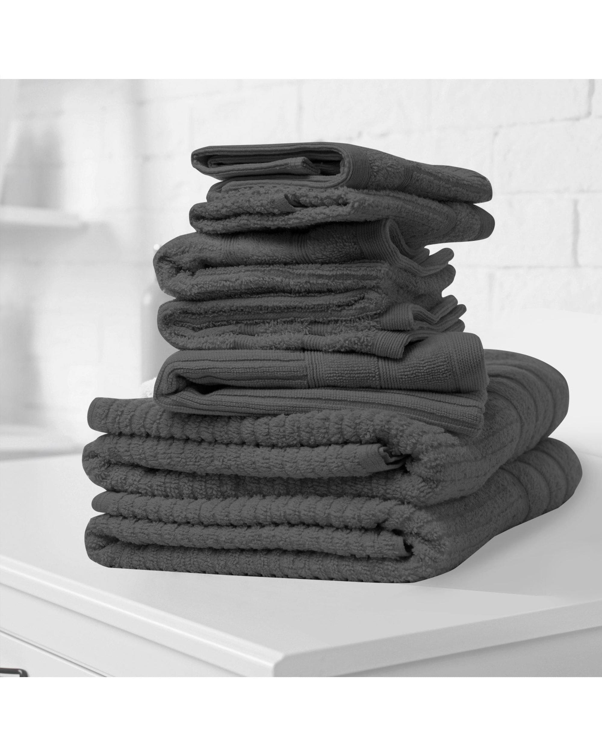 Royal Comfort Bathroom Towel Sets Royal Comfort Eden Cotton 600GSM Luxury Bath Towels Set - 8 PEICE SET - GRANITE