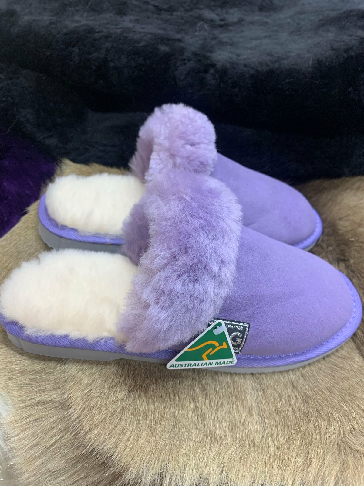 Merino Craft Ladies Scuff Slippers  - Lilac Merino Craft