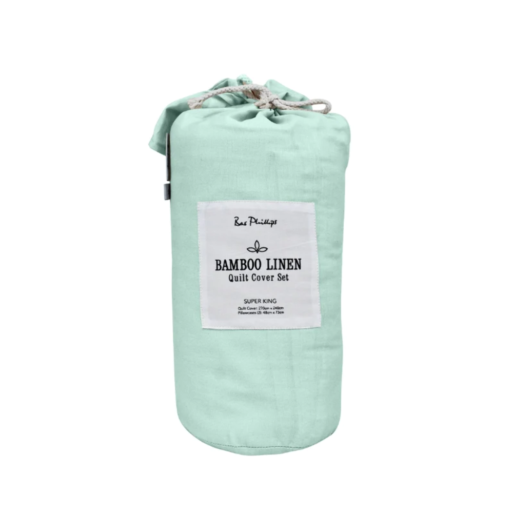 Bas Phillips Bamboo Linen Quilt Cover Set - Atalntic Mint Bas Phillips