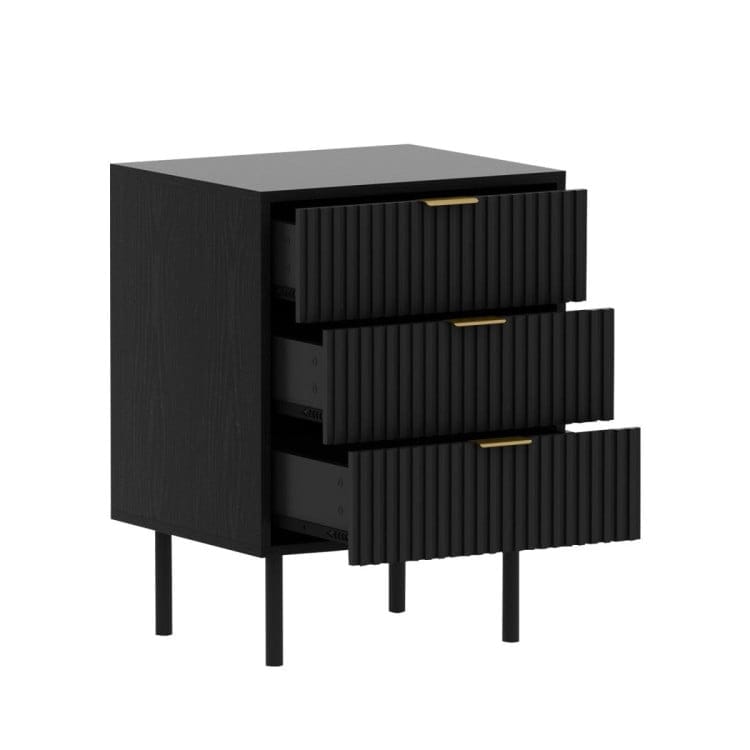 Sarantino Bedside Table SARANTINO EVELYN BEDSIDE TABLE WITH 3 DRAWERS - BLACK