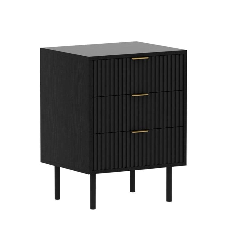 Sarantino Bedside Table SARANTINO EVELYN BEDSIDE TABLE WITH 3 DRAWERS - BLACK