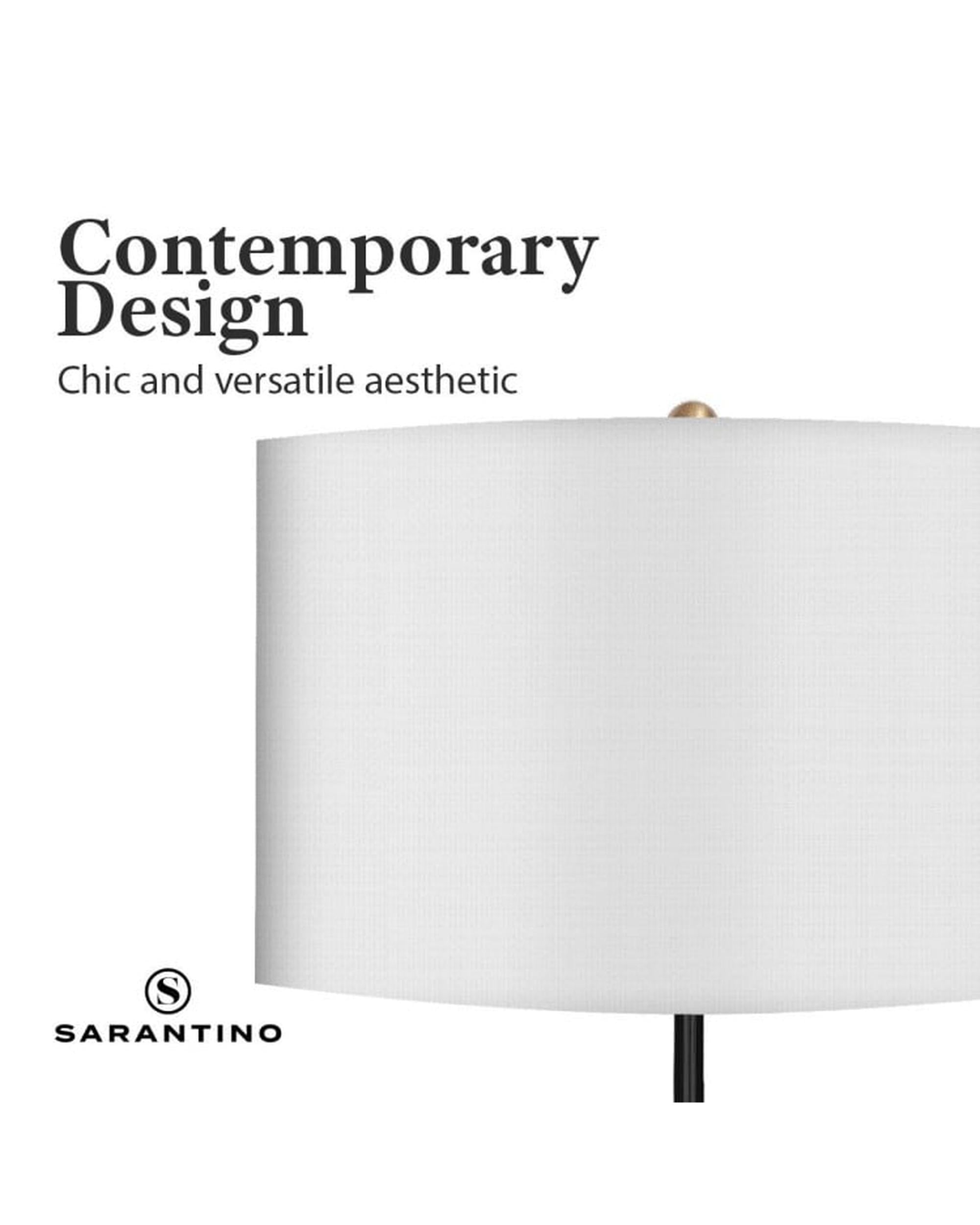 Sarantino Lamp Sarantino Metal Floor Lamp in Brushed Brass Finish White Linen Shade