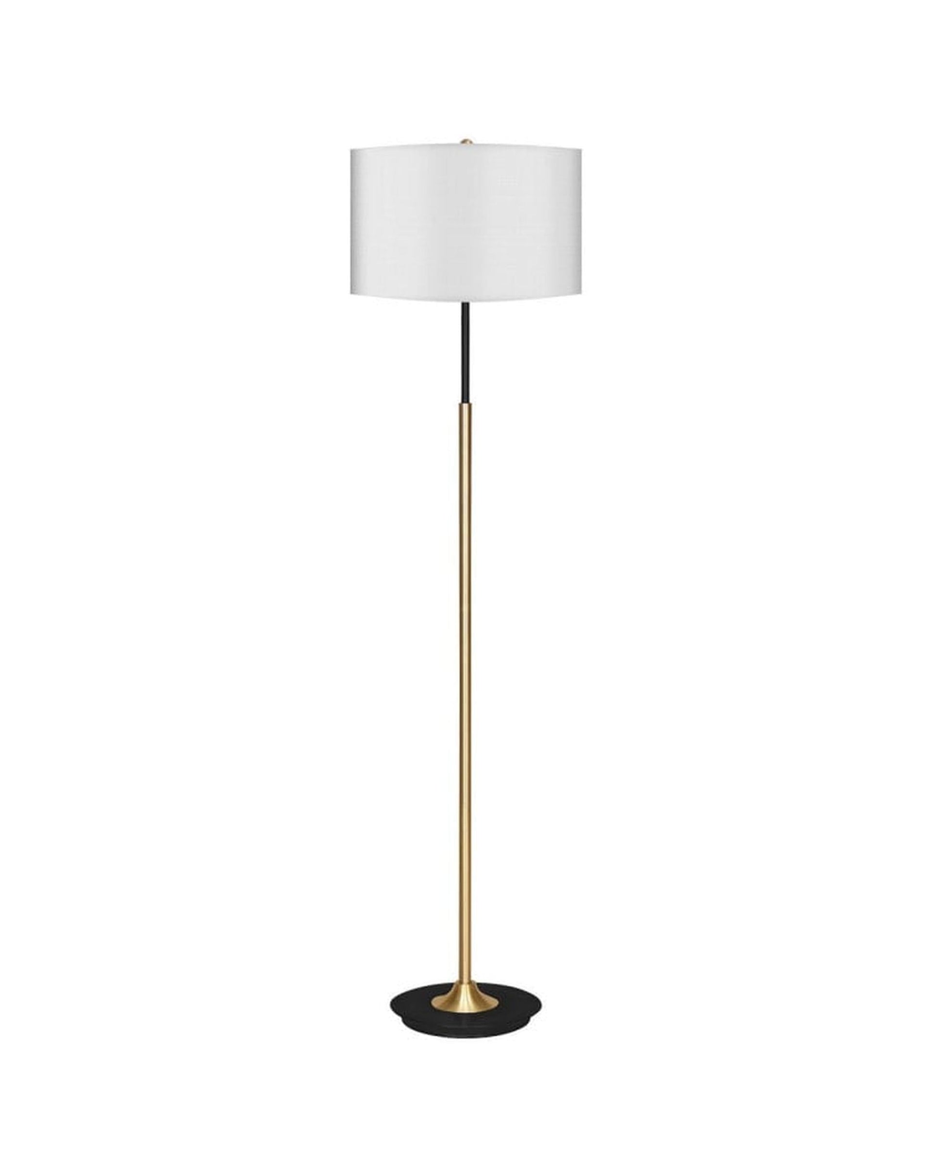 Sarantino Lamp Sarantino Metal Floor Lamp in Brushed Brass Finish White Linen Shade