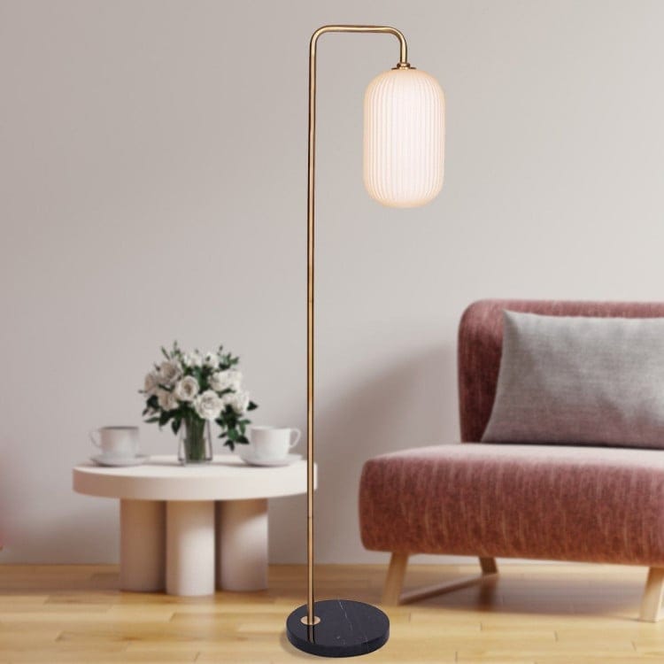 Sarantino Lamp SARANTINO METAL FLOOR LAMP WITH OPAL GLASS SHADE
