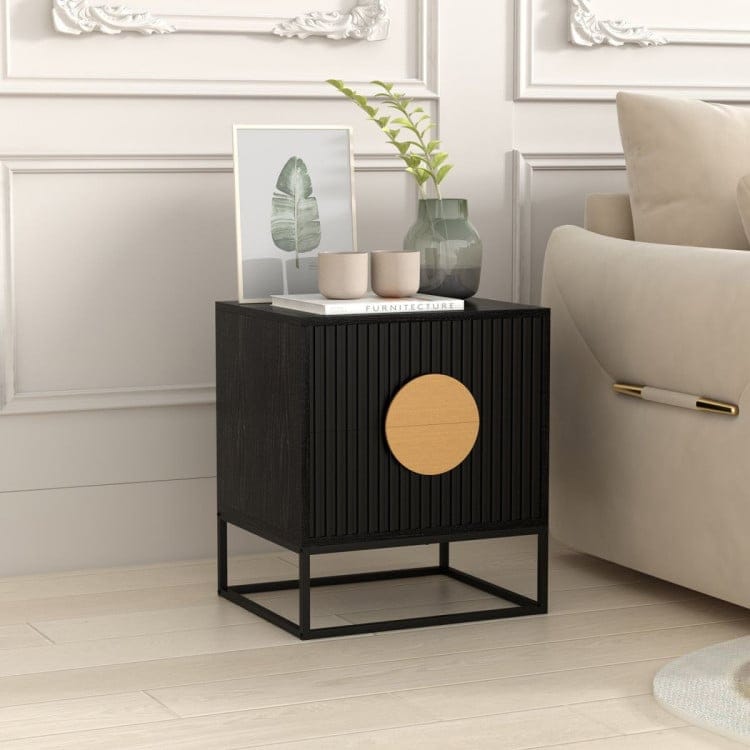 Sarantino Bedside Table SARANTINO SILVIA BEDSIDE TABLE WITH 2 DRAWERS - BLACK