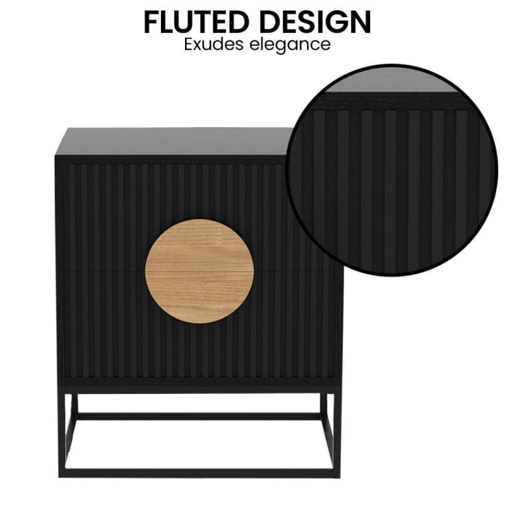 Sarantino Bedside Table SARANTINO SILVIA BEDSIDE TABLE WITH 2 DRAWERS - BLACK
