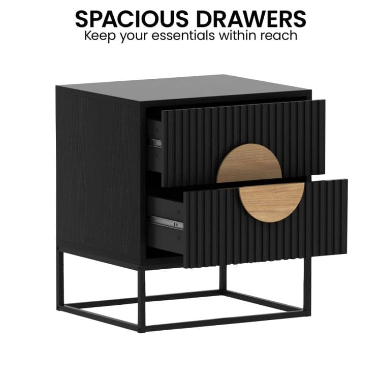 Sarantino Bedside Table SARANTINO SILVIA BEDSIDE TABLE WITH 2 DRAWERS - BLACK