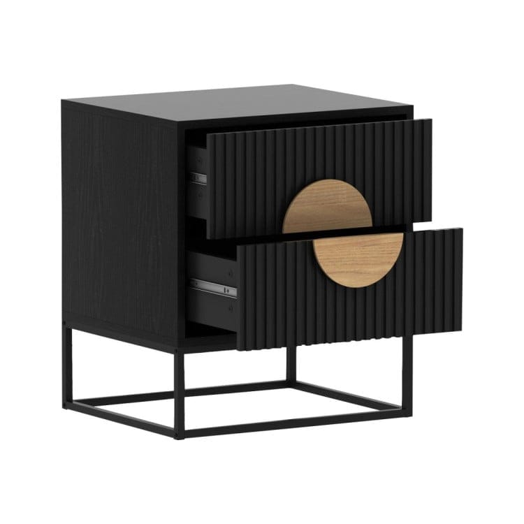 Sarantino Bedside Table SARANTINO SILVIA BEDSIDE TABLE WITH 2 DRAWERS - BLACK