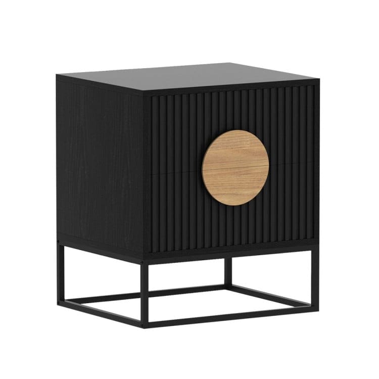 Sarantino Bedside Table SARANTINO SILVIA BEDSIDE TABLE WITH 2 DRAWERS - BLACK