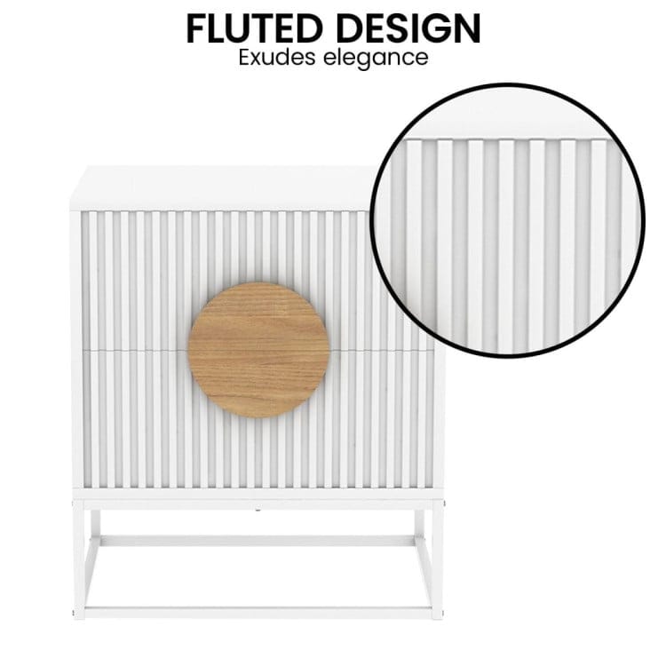 Sarantino Bedside Table SARANTINO SILVIA BEDSIDE TABLE WITH 2 DRAWERS - WHITE