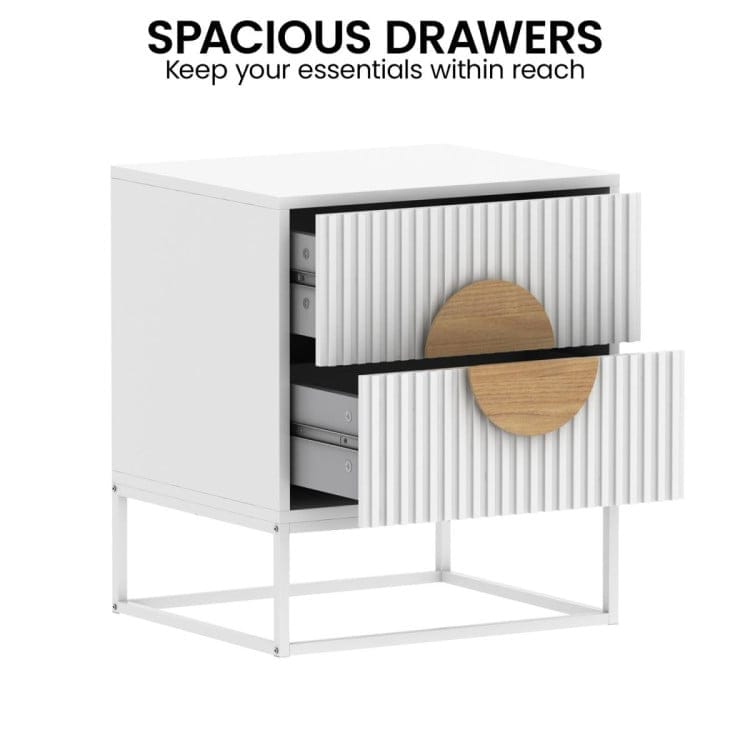 Sarantino Bedside Table SARANTINO SILVIA BEDSIDE TABLE WITH 2 DRAWERS - WHITE