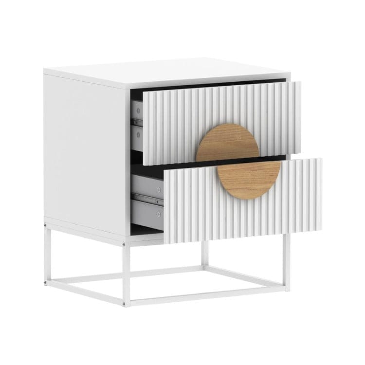 Sarantino Bedside Table SARANTINO SILVIA BEDSIDE TABLE WITH 2 DRAWERS - WHITE