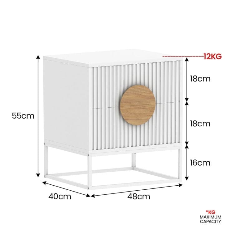 Sarantino Bedside Table SARANTINO SILVIA BEDSIDE TABLE WITH 2 DRAWERS - WHITE